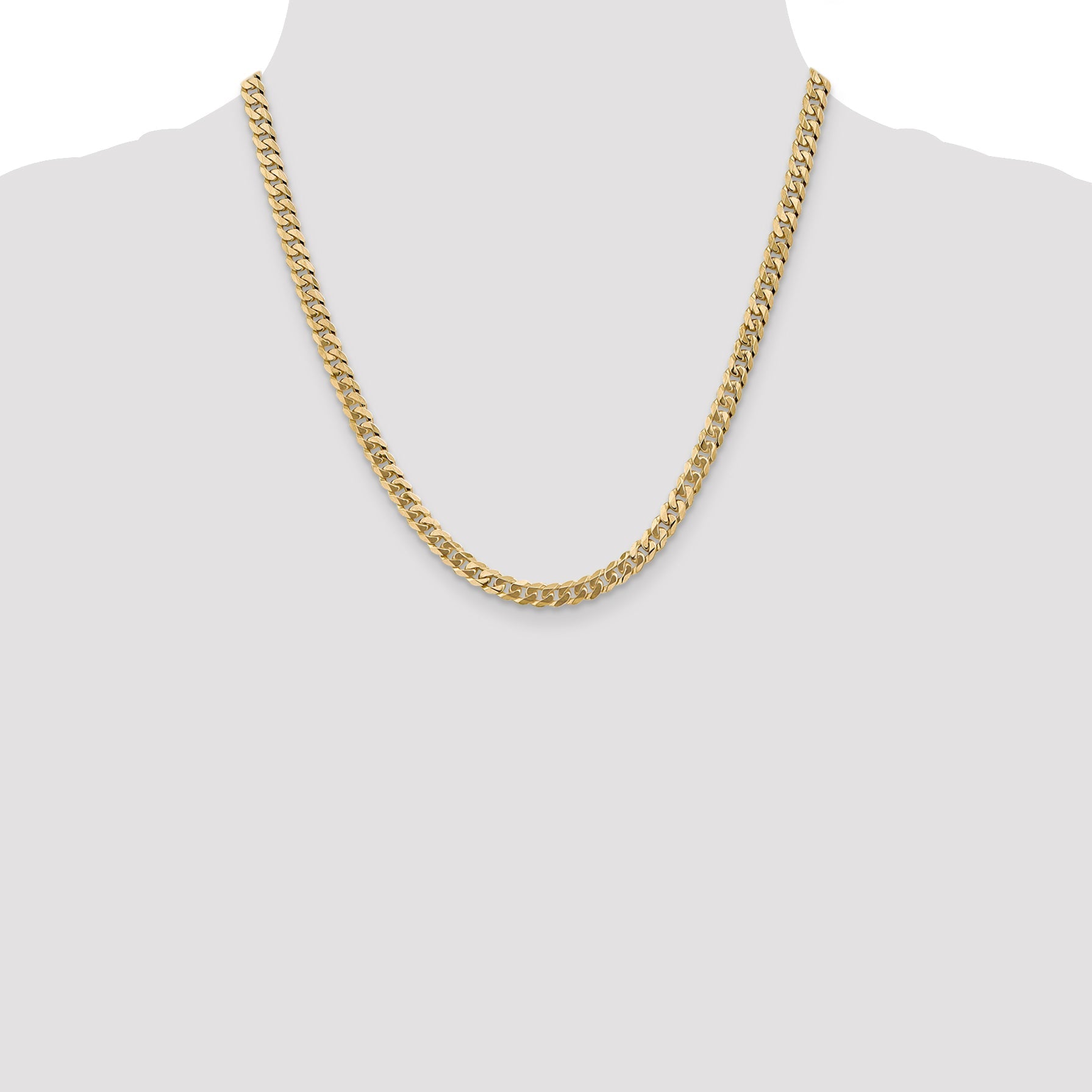 20 Inch 10K 5.75mm Flat Beveled Curb Chain Necklace