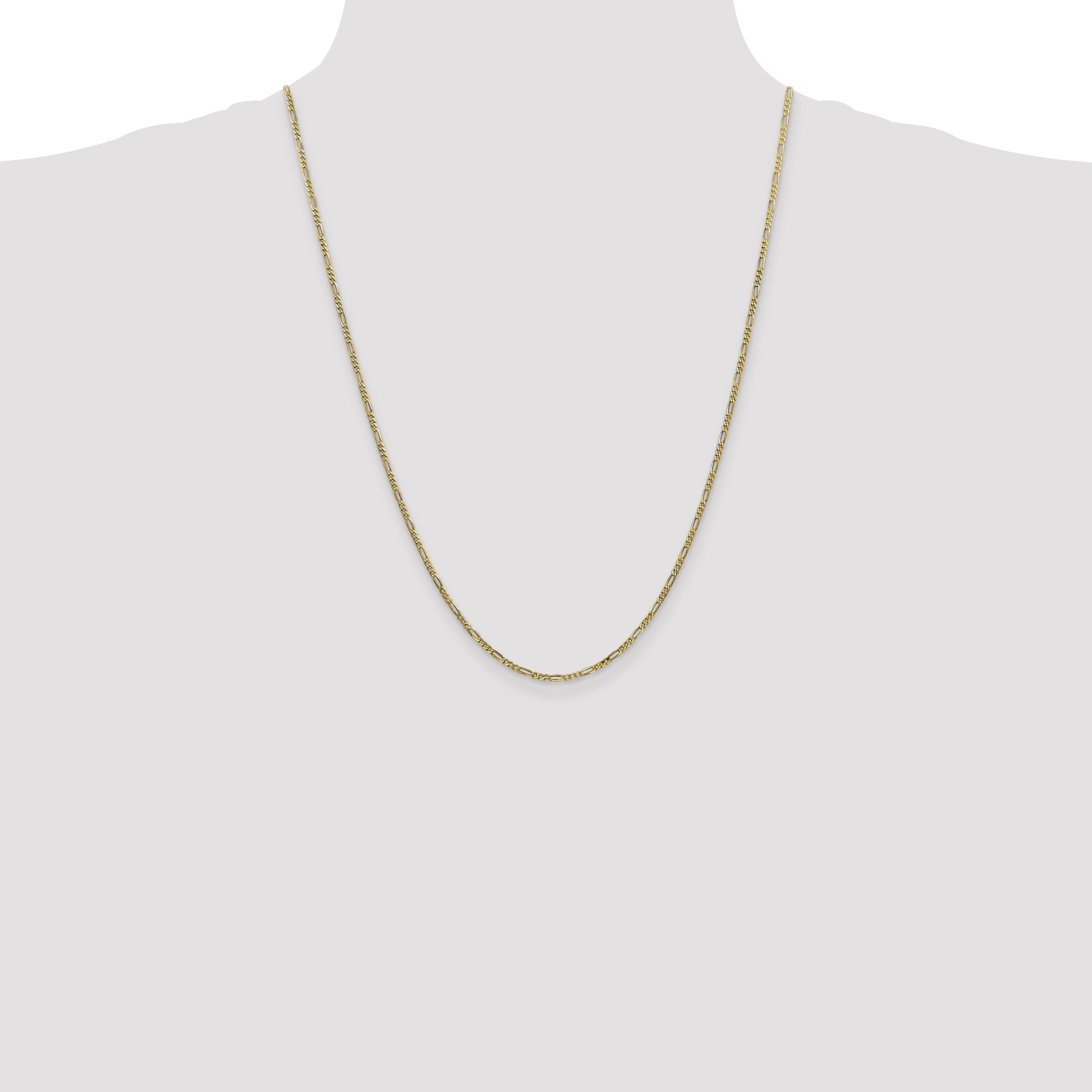 24 Inch 10K 1.75mm Flat Figaro Chain Necklace