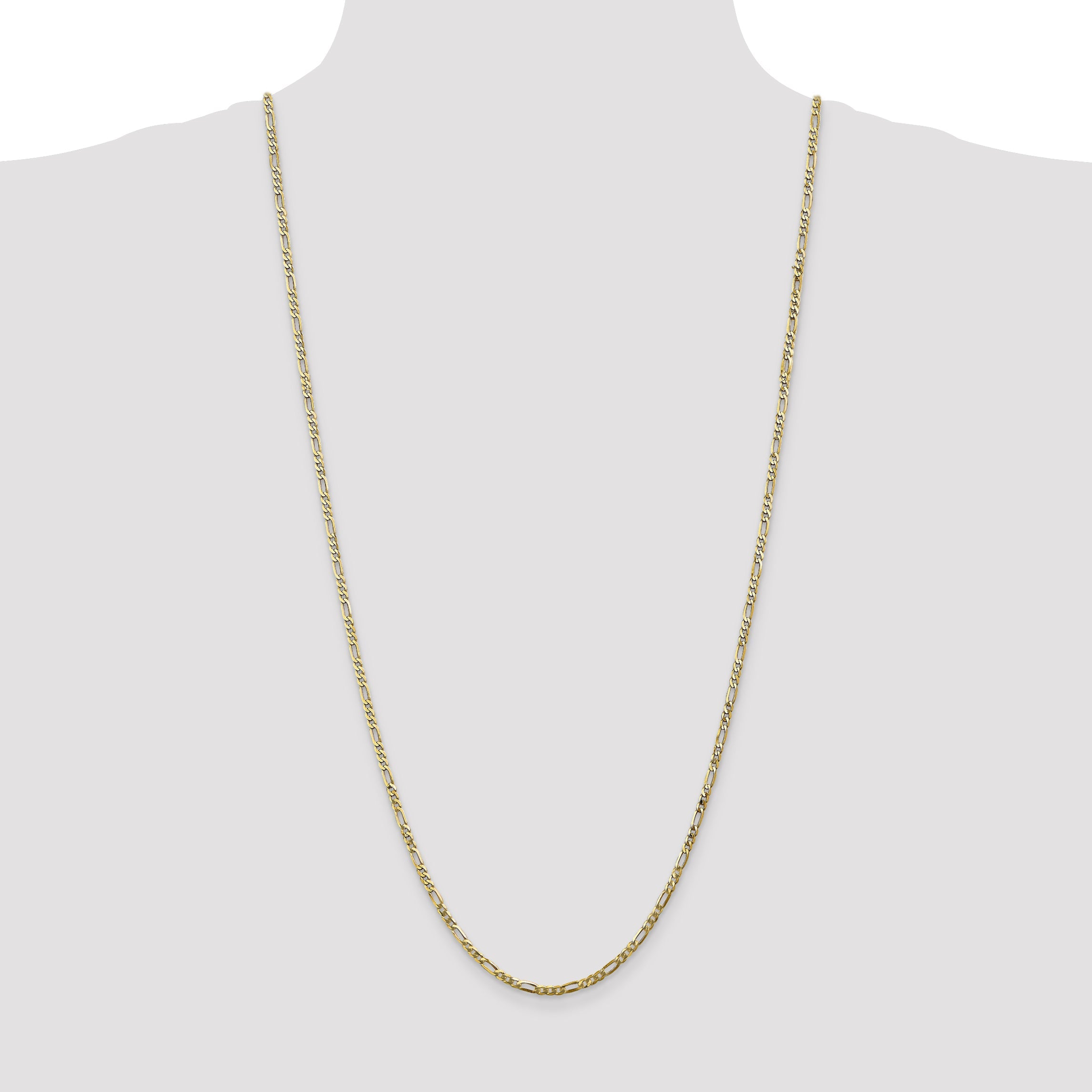 30 Inch 10K 2.75mm Flat Figaro Chain Necklace