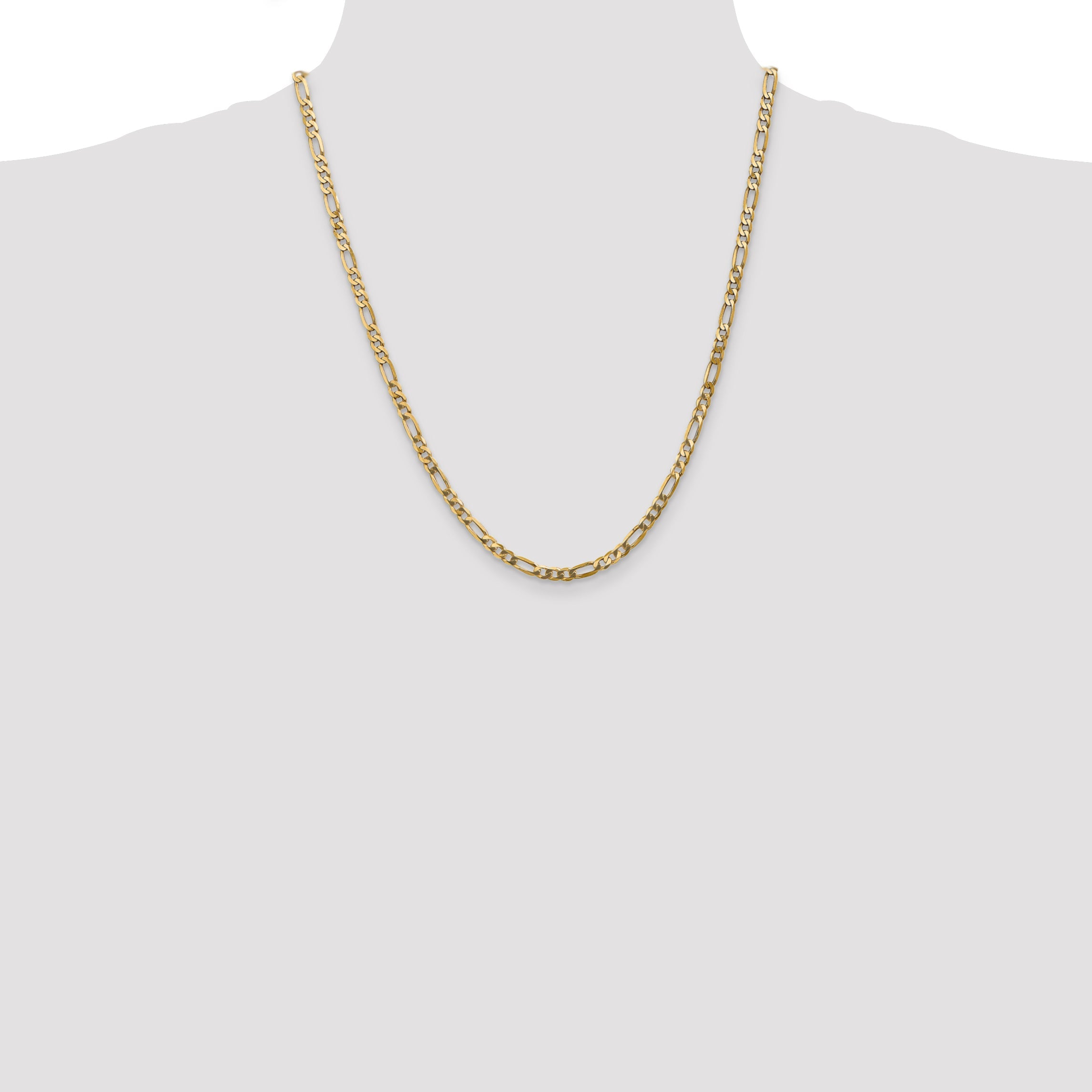 22 Inch 10K Yellow Gold 10K 4mm Flat Figaro Chain Necklace