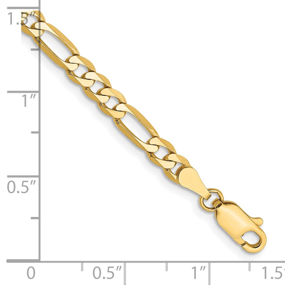 7 Inch 10K Yellow Gold 10K 4mm Flat Figaro Chain Bracelet