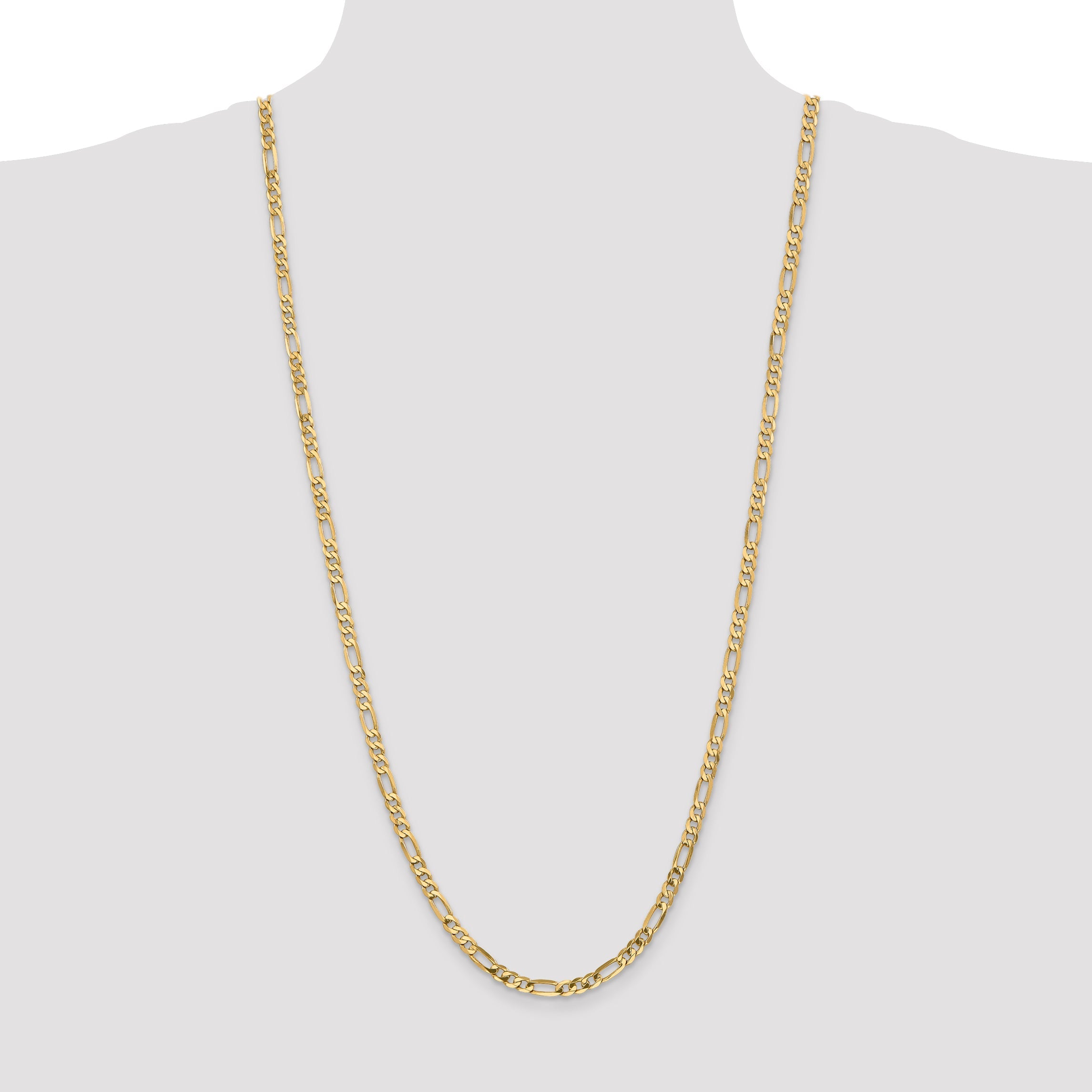 3 Inch 10K Yellow Gold 10K 4.75mm Flat Figaro Chain Necklace