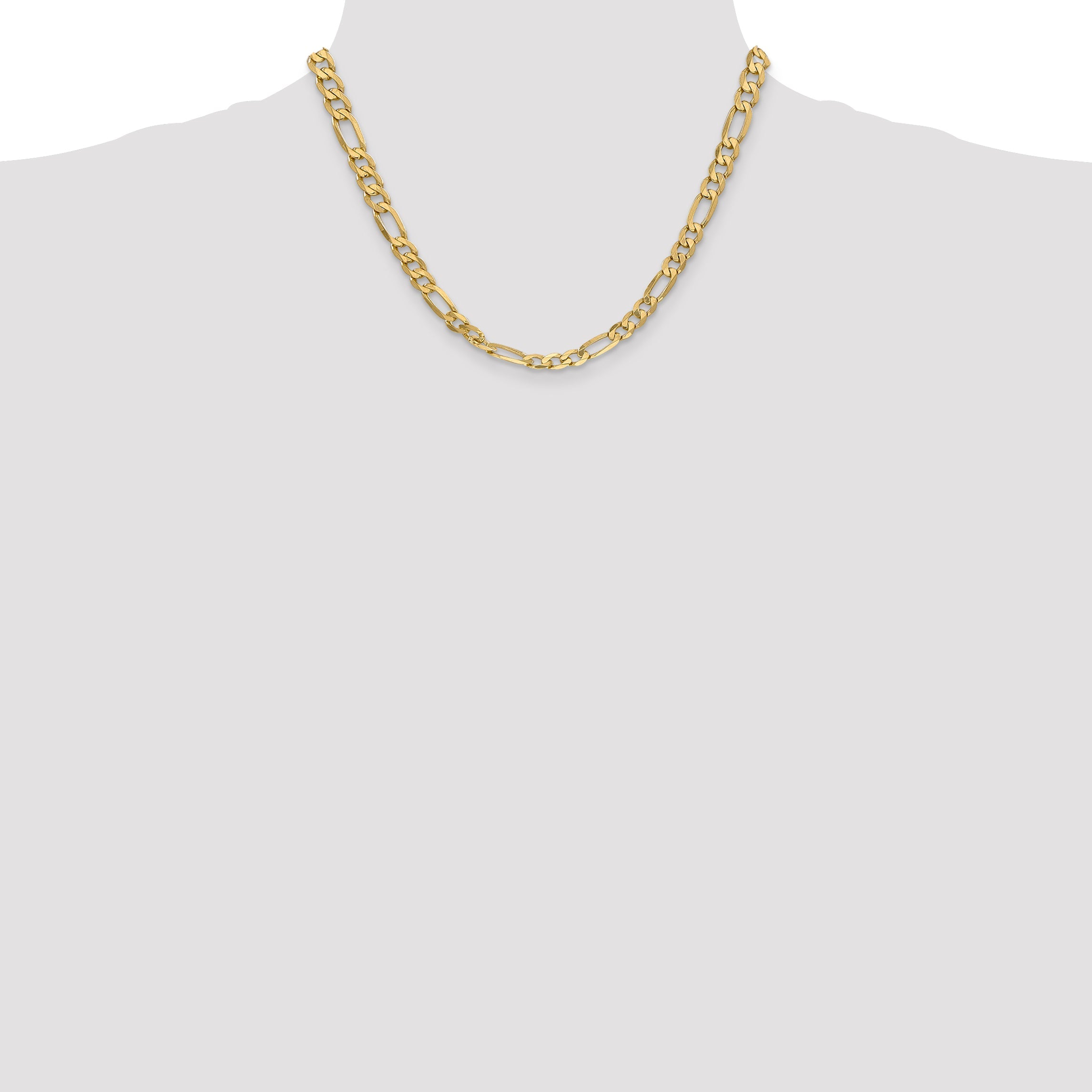 18 Inch 10K Yellow Gold 10K 6.25mm Flat Figaro Chain Necklace