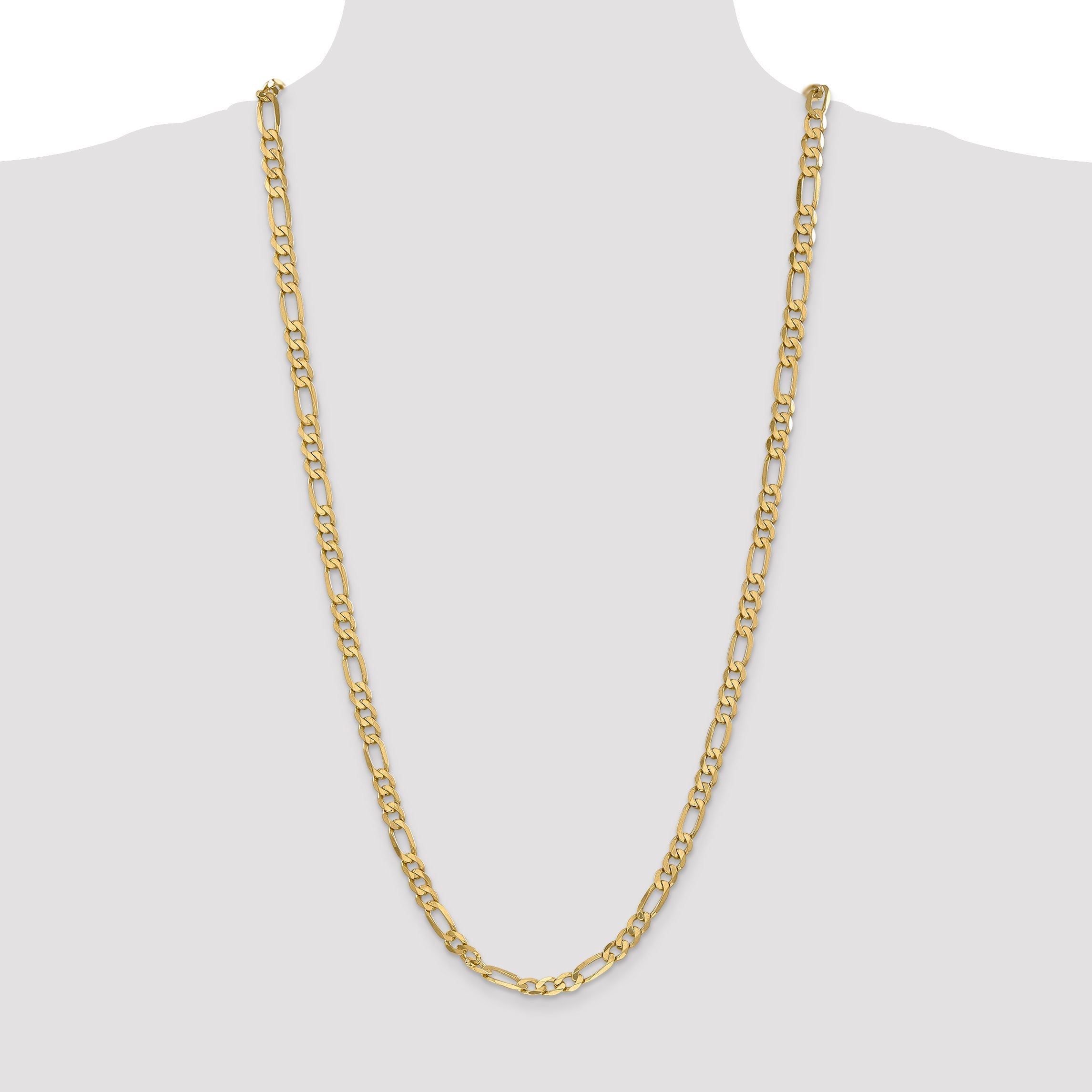 3 Inch 10K Yellow Gold 10K 6.25mm Flat Figaro Chain Necklace