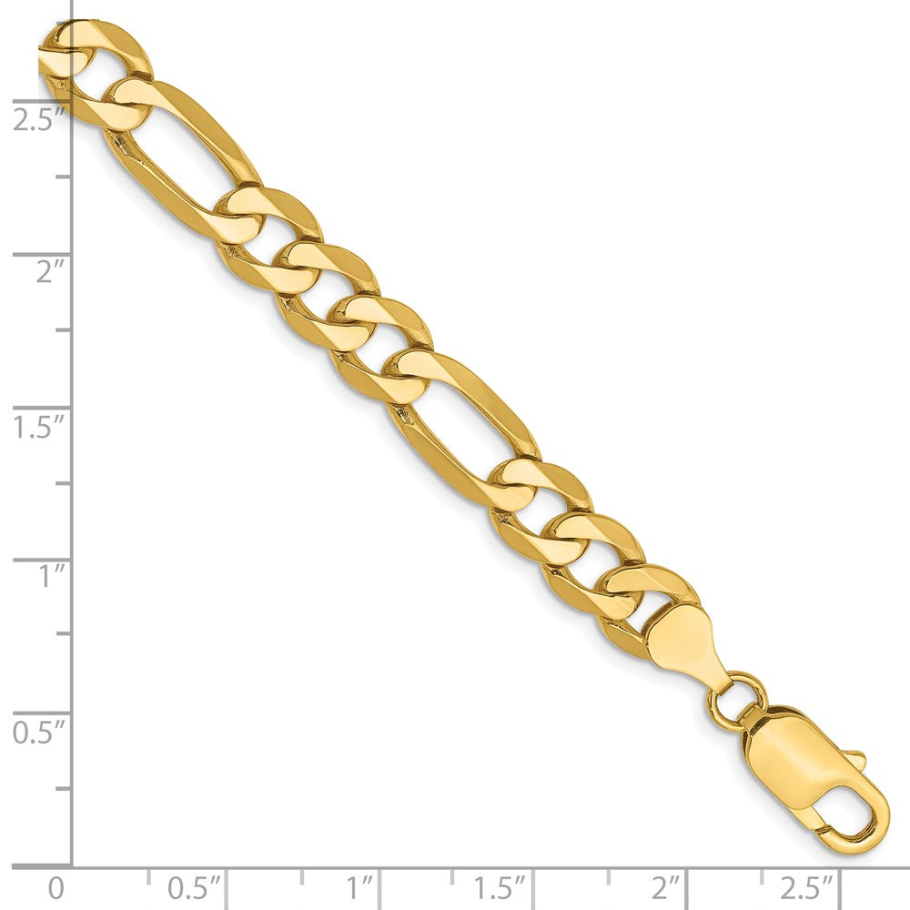 8 Inch 10K Yellow Gold 10K 7.5mm Flat Figaro Chain Bracelet