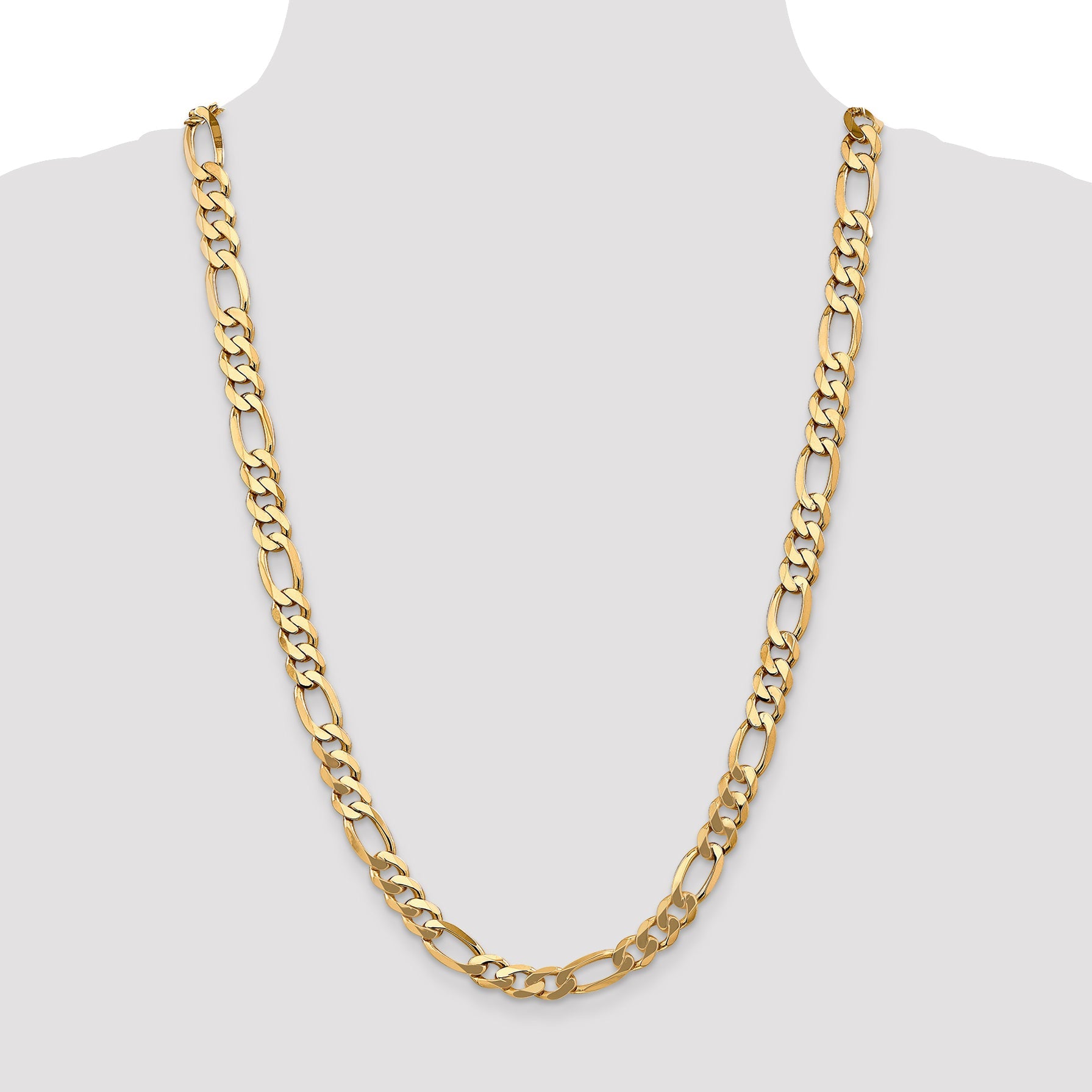 26 Inch 10K Yellow Gold 10K 8.75mm Flat Figaro Chain Necklace