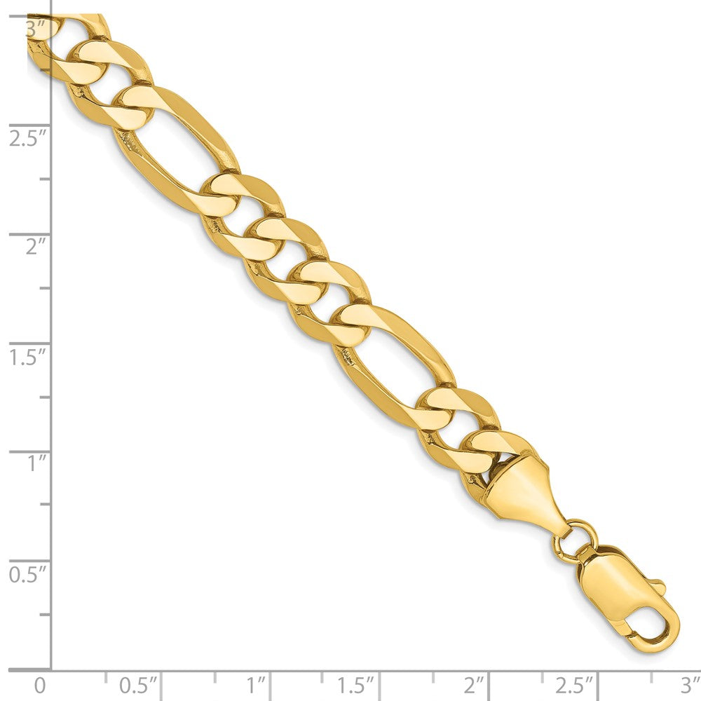 8 Inch 10K Yellow Gold 10K 8.75mm Flat Figaro Chain Bracelet