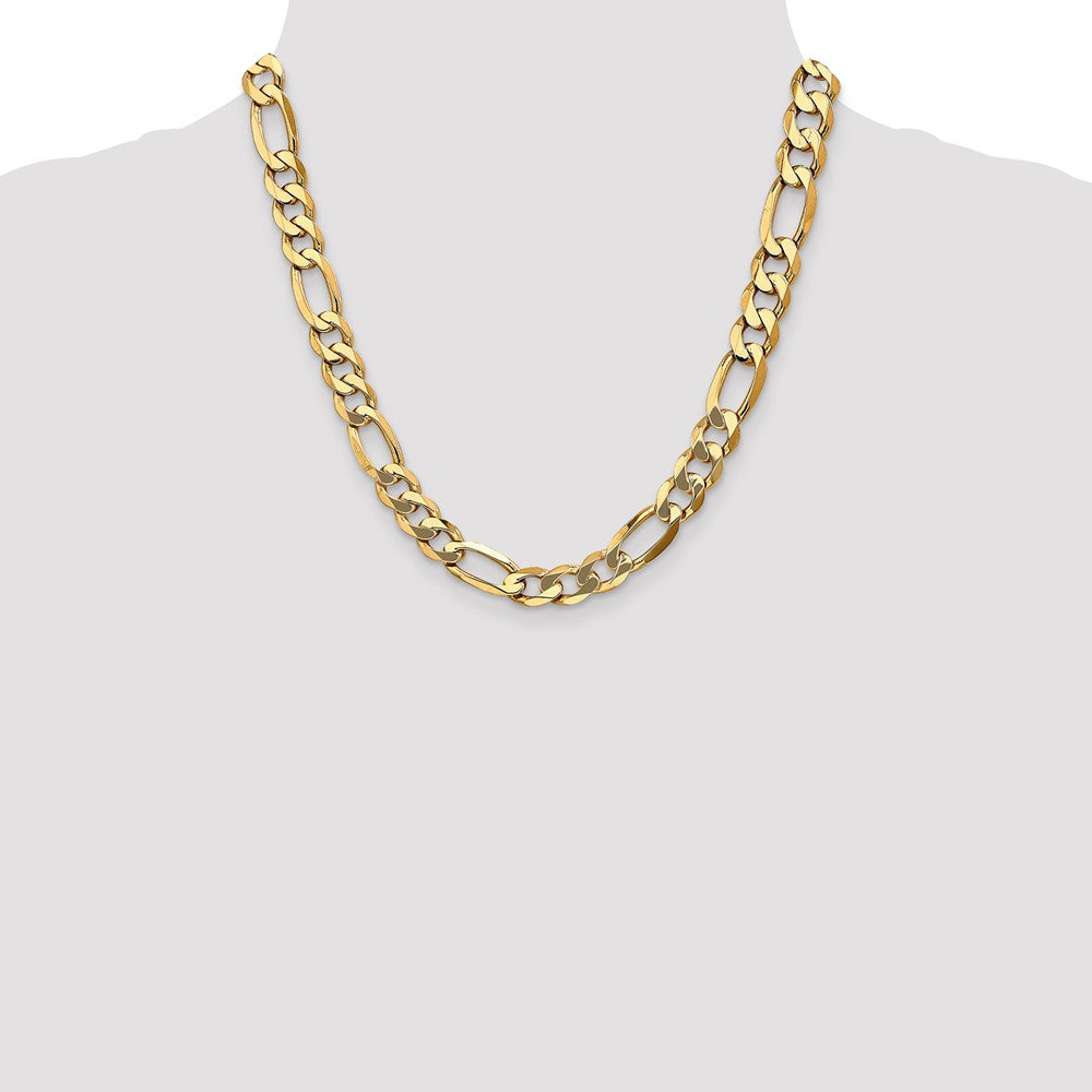 2 Inch 10K Yellow Gold 10K 10mm Flat Figaro Chain Necklace