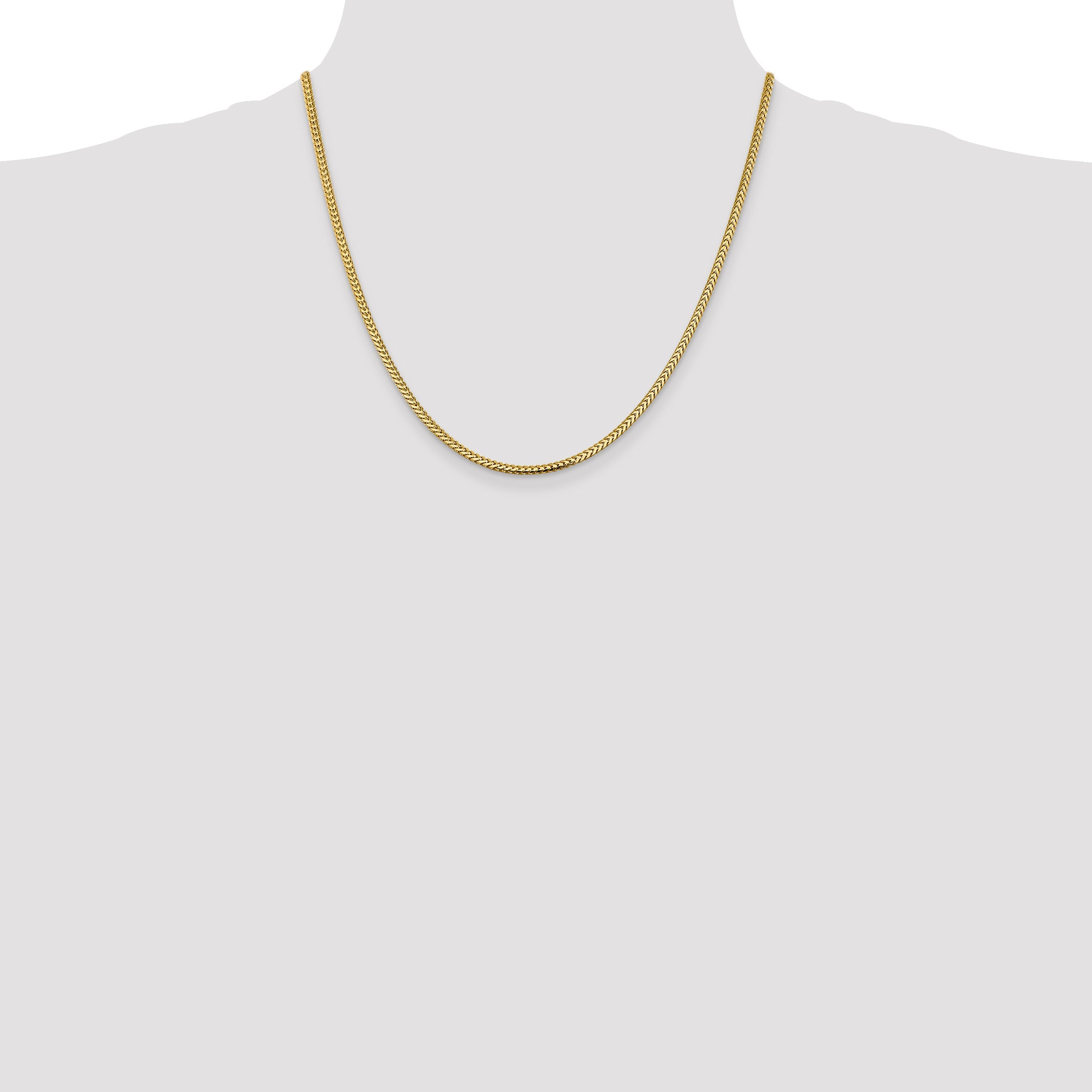 2 Inch 10K Yellow Gold 2.3mm Franco Chain Necklace