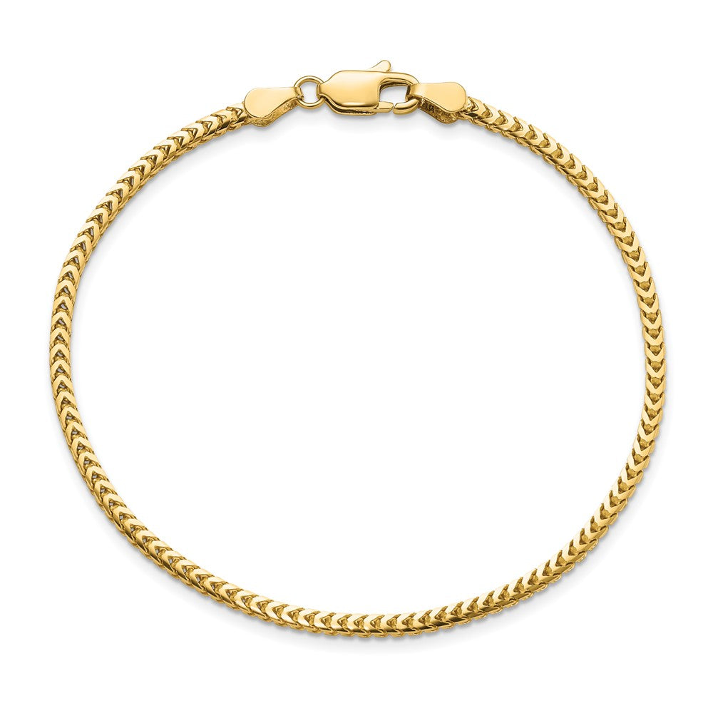 8 Inch 10K Yellow Gold 2.3mm Franco Chain Bracelet
