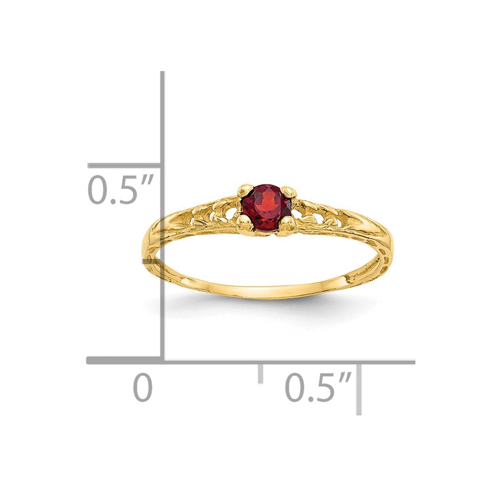 10K Yellow Gold Madi K 3mm Garnet Birthstone Baby Ring