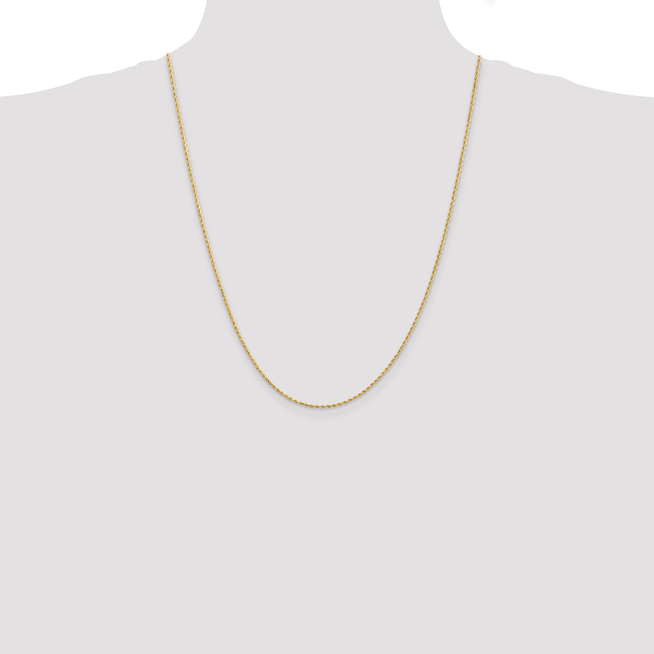 24 Inch 10K 1.5mm Diamond-Cut Rope Chain Necklace