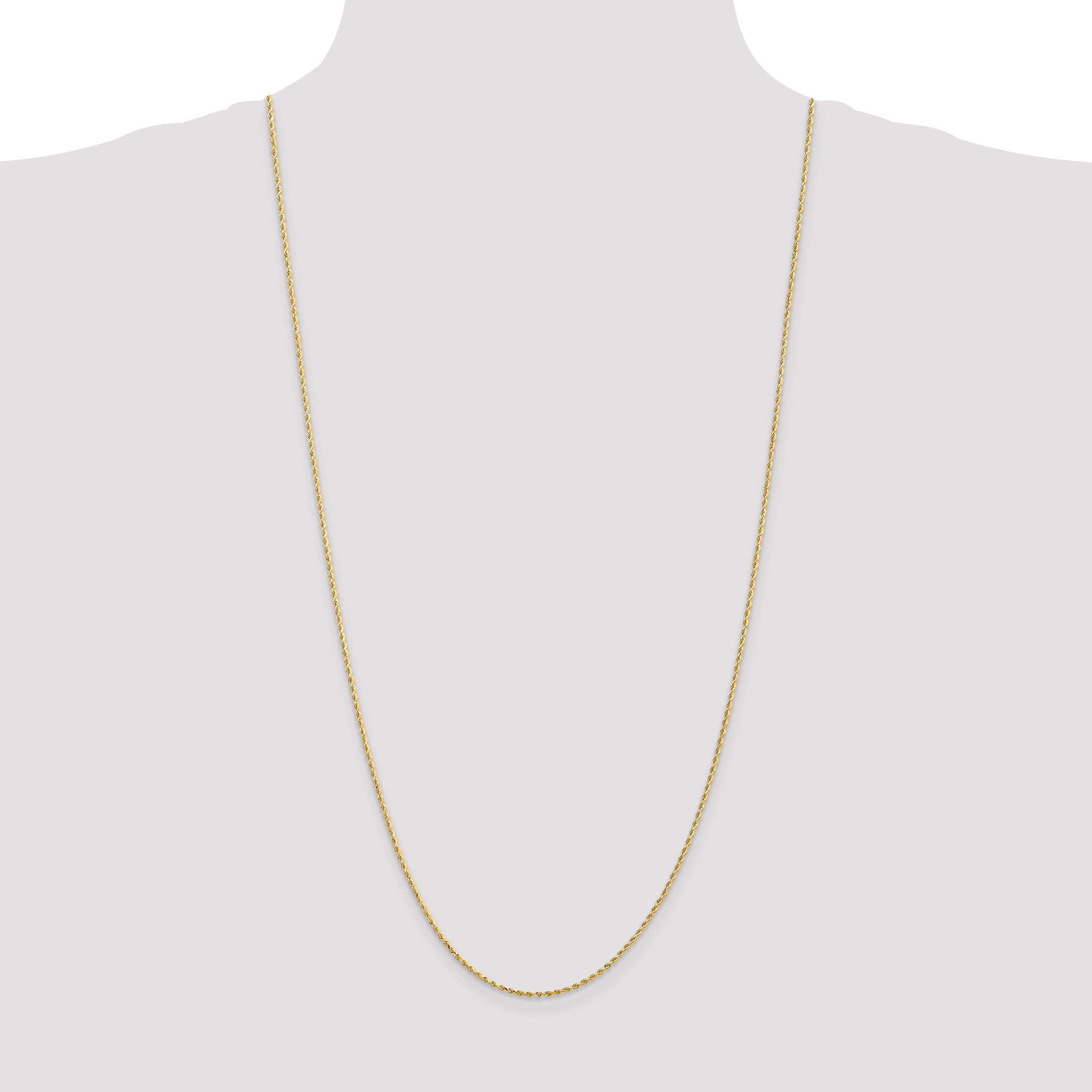 30 Inch 10K 1.5mm Diamond-Cut Rope Chain Necklace