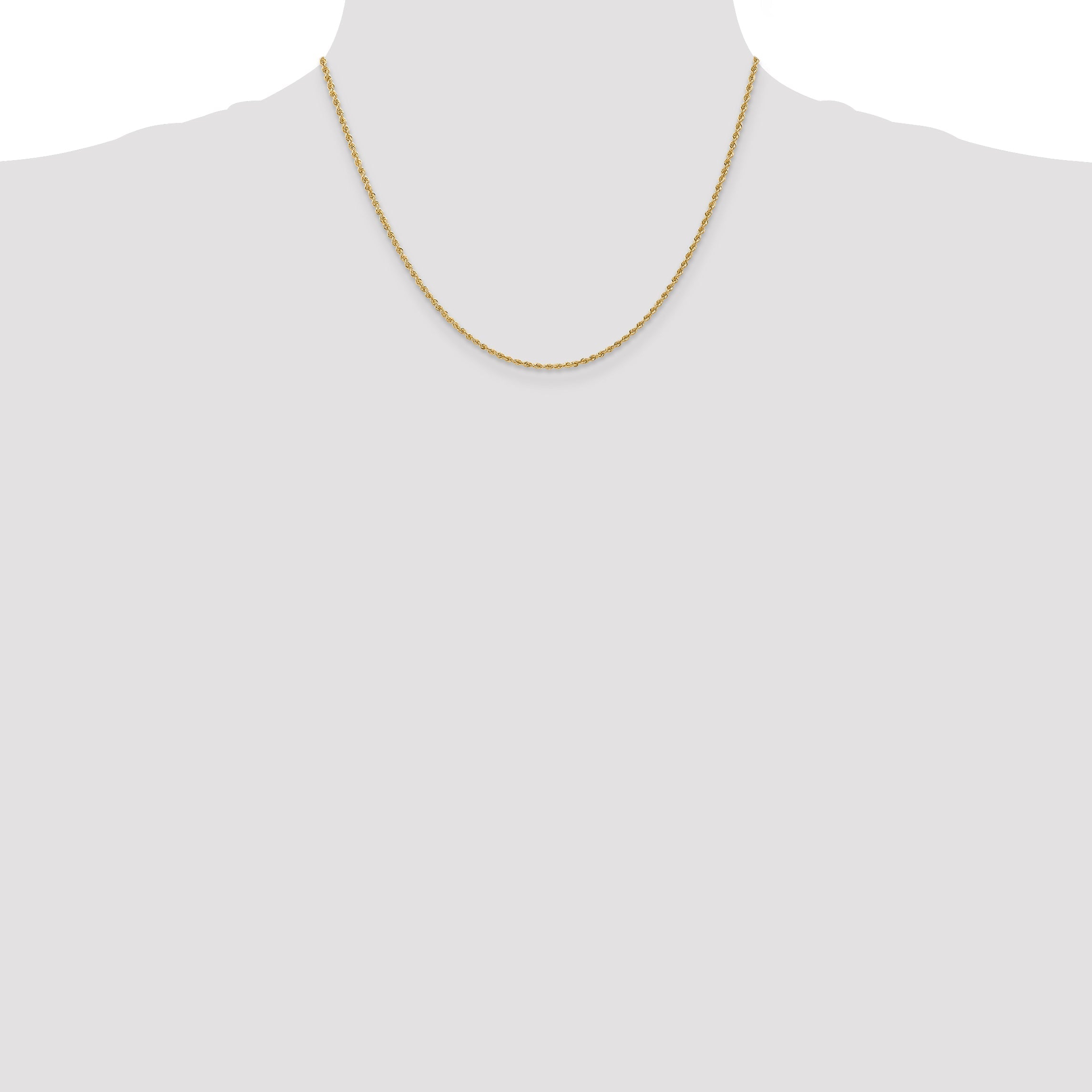 18 Inch 10K Yellow Gold 1.50mm Regular Rope Chain Necklace