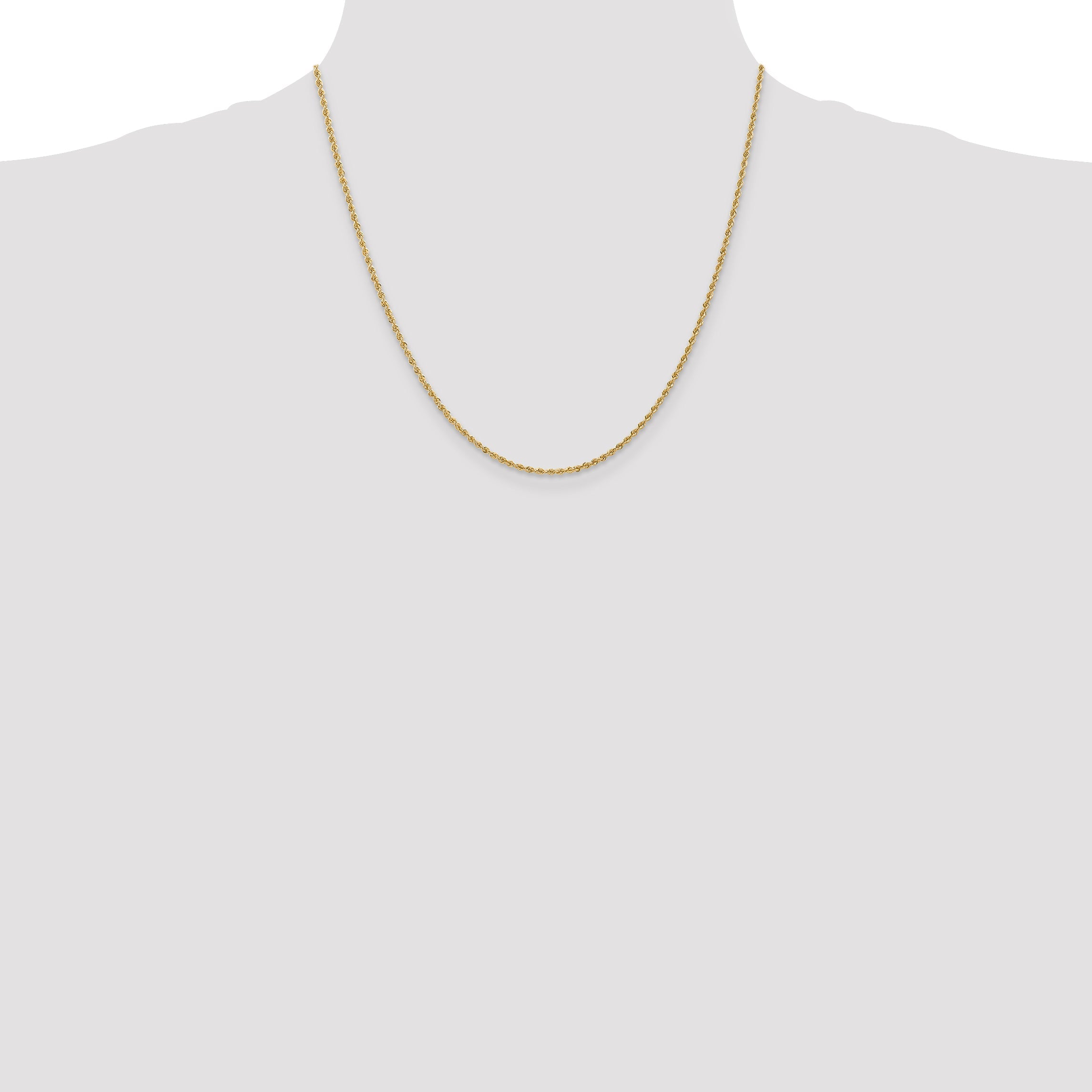 2 Inch 10K Yellow Gold 1.50mm Regular Rope Chain Necklace