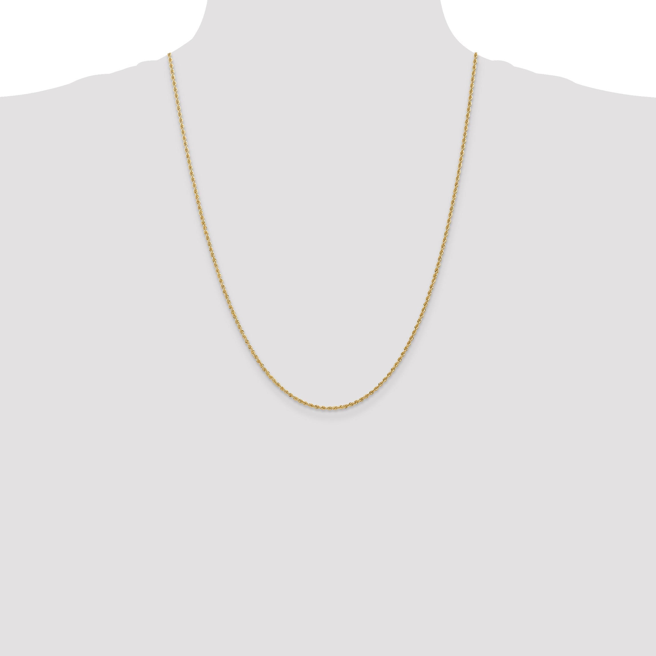 24 Inch 10K Yellow Gold 1.50mm Regular Rope Chain Necklace