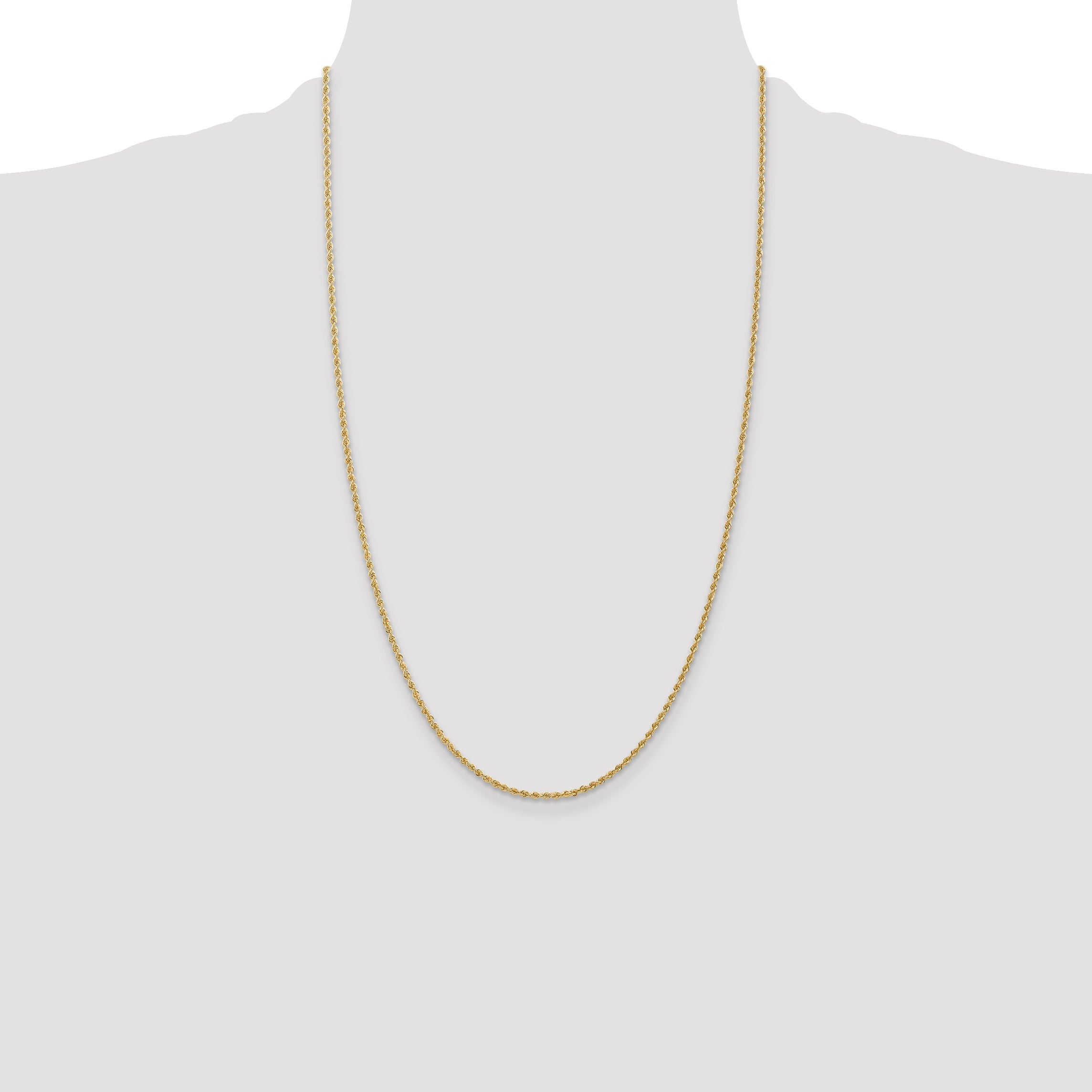 26 Inch 10K Yellow Gold 1.50mm Regular Rope Chain Necklace