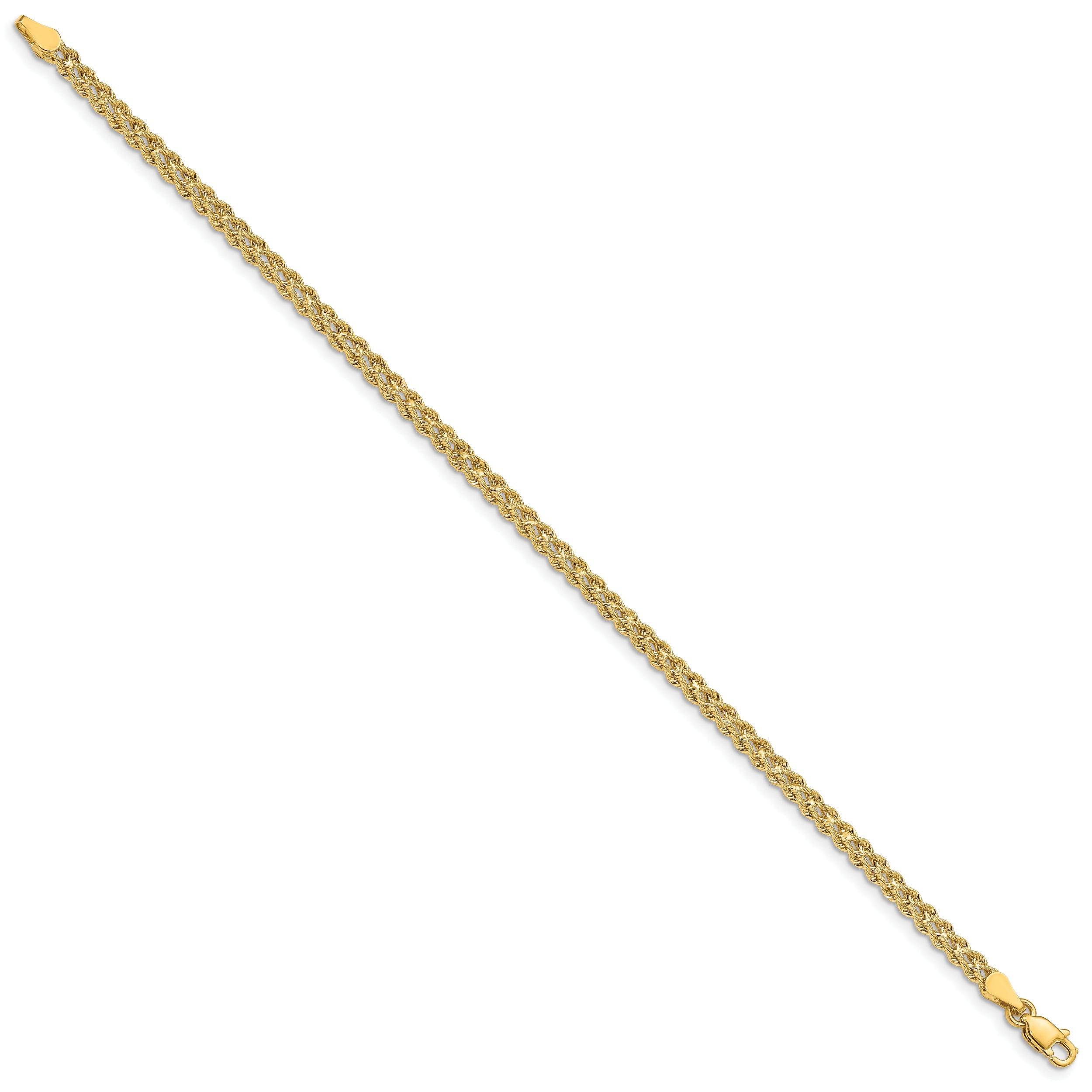 10K Yellow Gold 3.0mm Wide Double Strand Rope Bracelet