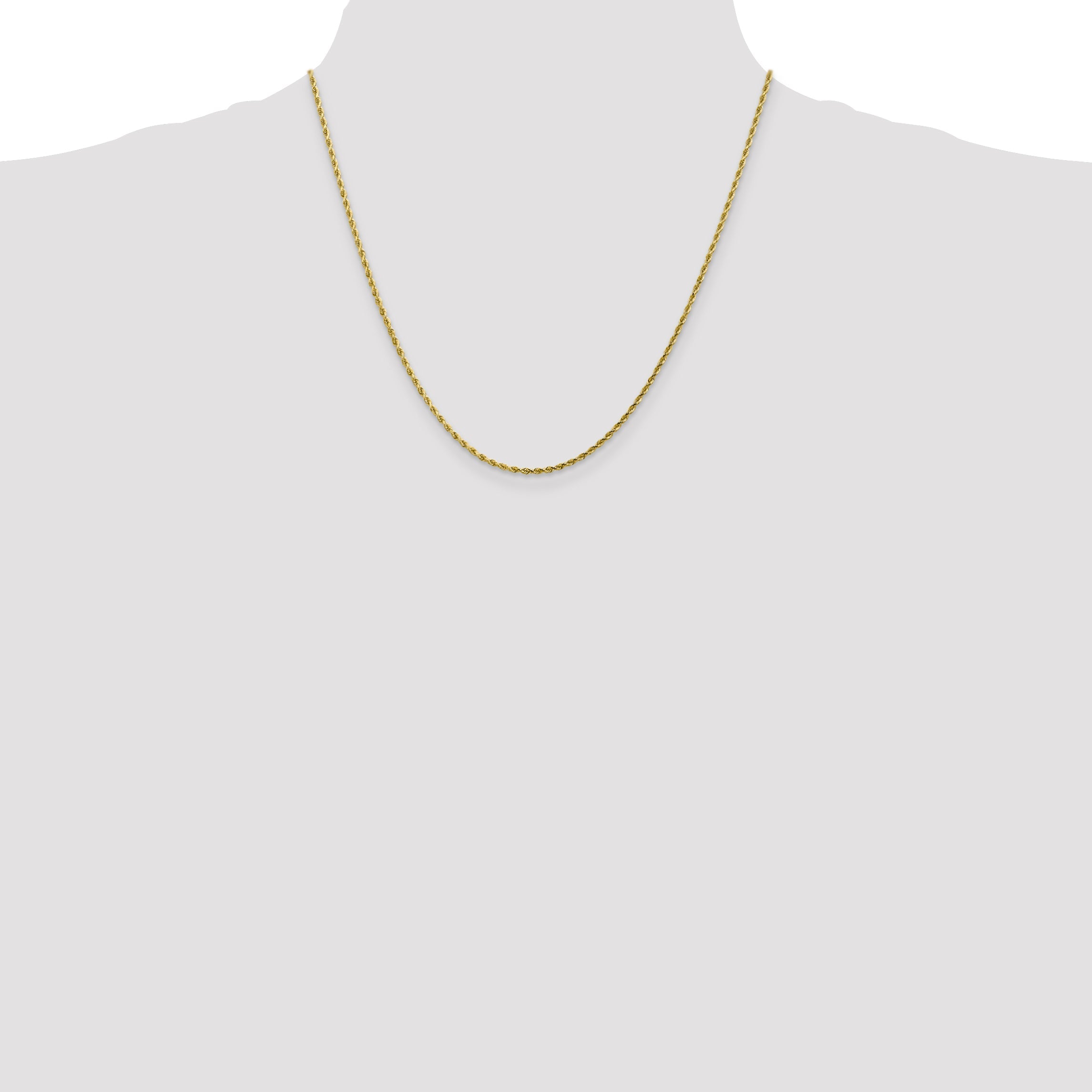 20 Inch 10K 1.75mm Diamond-Cut Rope Chain Necklace