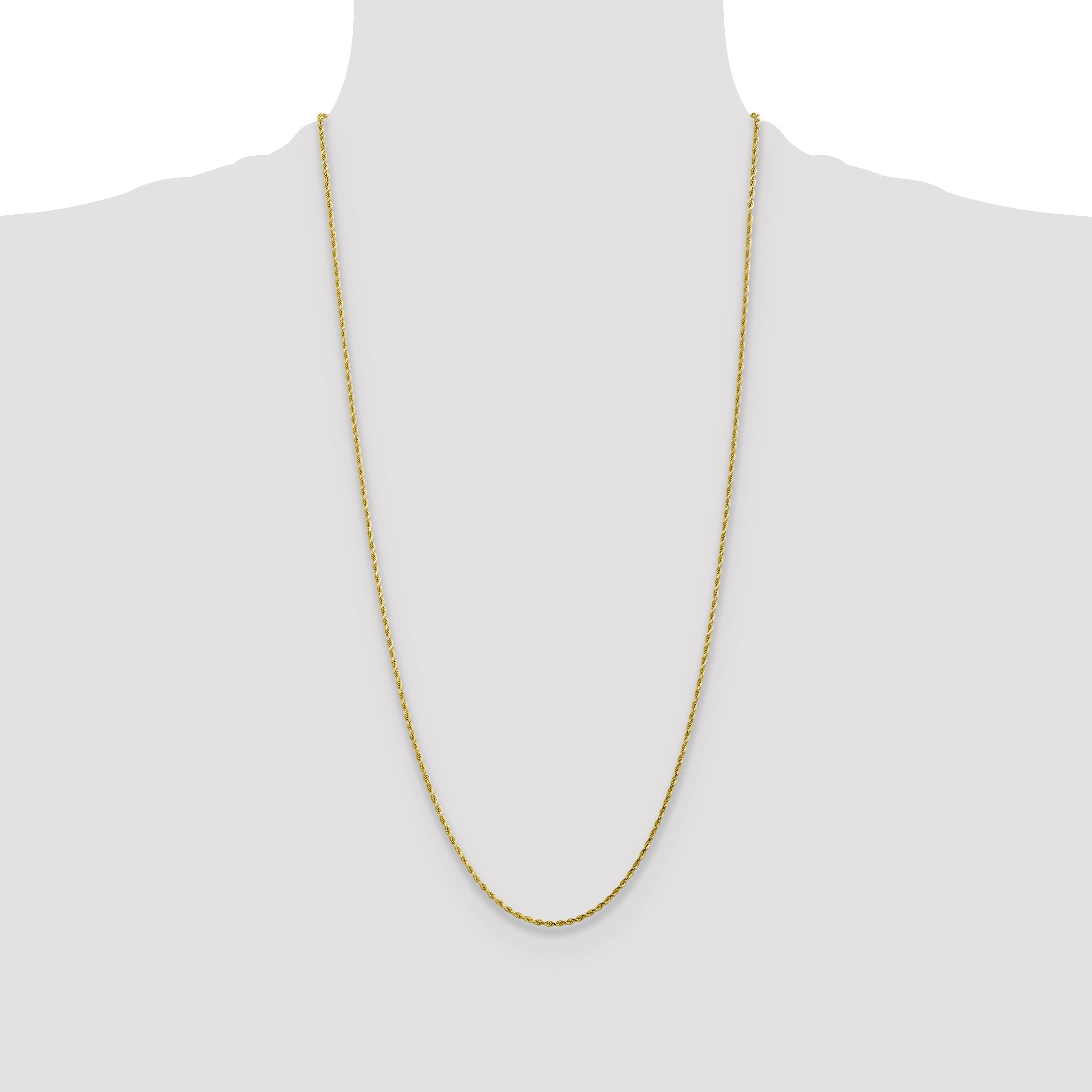 28 Inch 10K 1.75mm Diamond-Cut Rope Chain Necklace