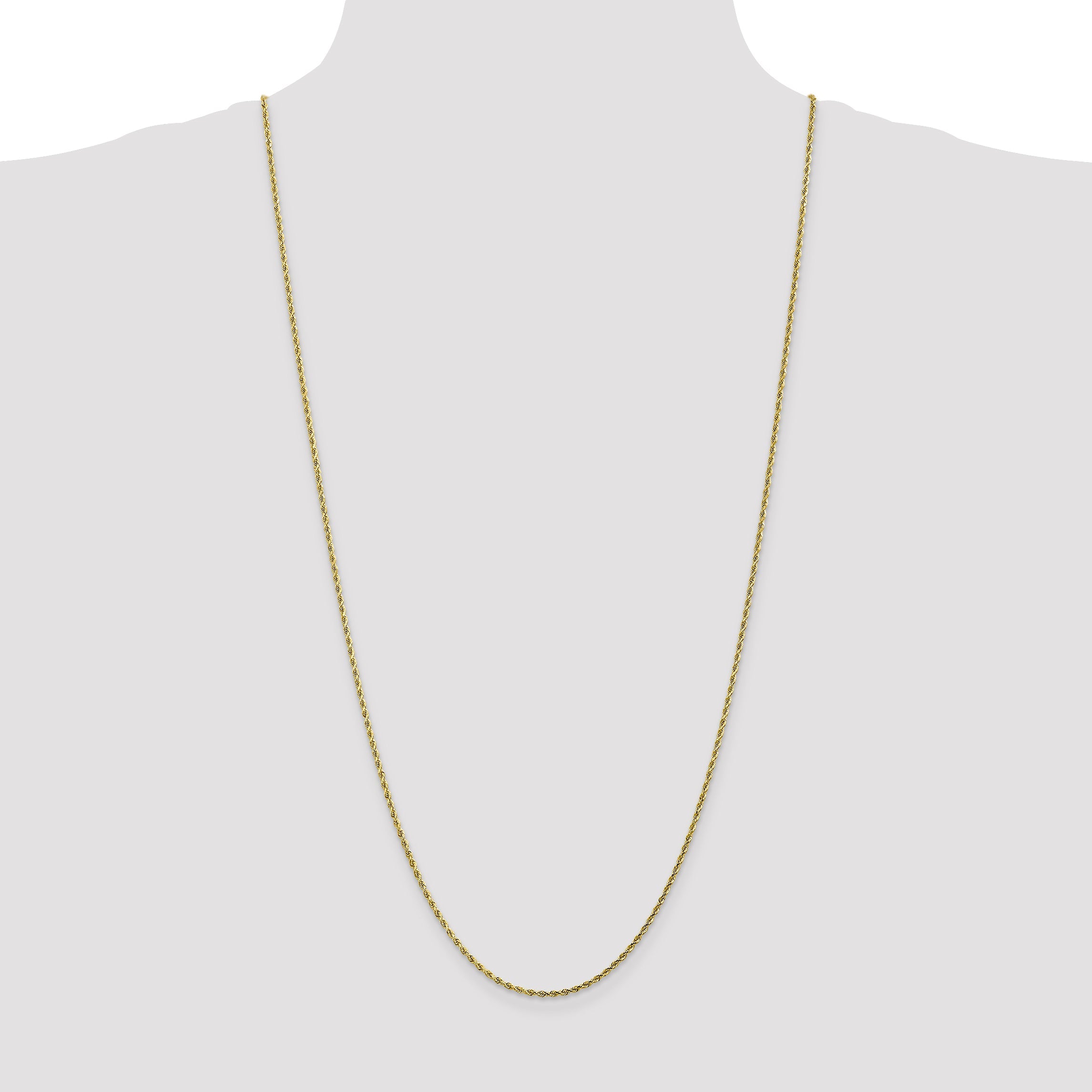 30 Inch 10K 1.75mm Diamond-Cut Rope Chain Necklace