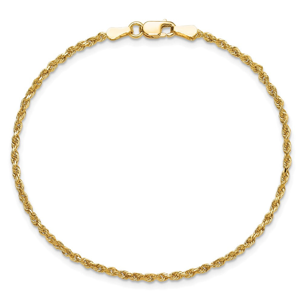 7 Inch 10k Yellow Gold 1.75mm Diamond-cut Rope Chain Bracelet
