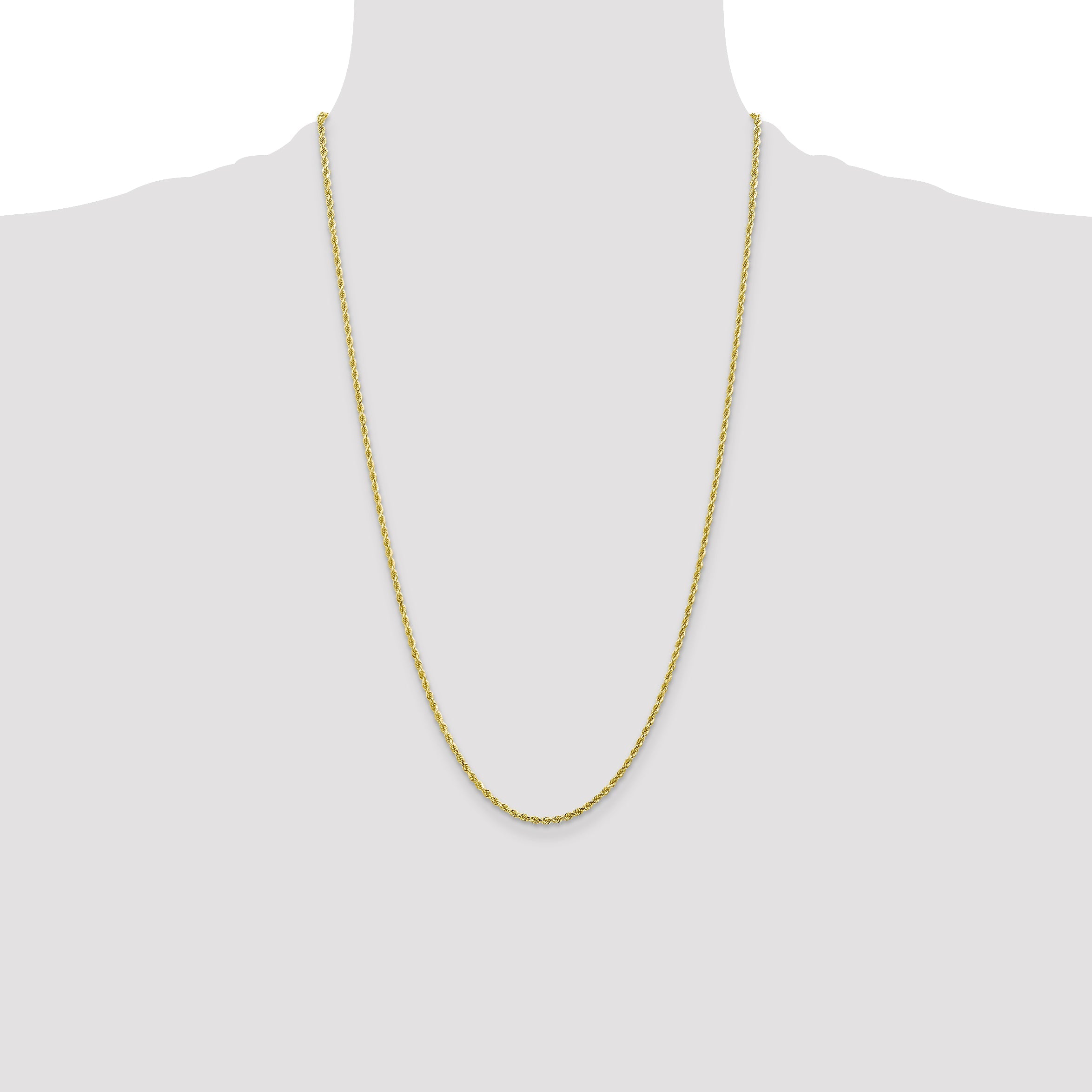 26 Inch 10K 2mm Diamond-Cut Rope Chain Necklace
