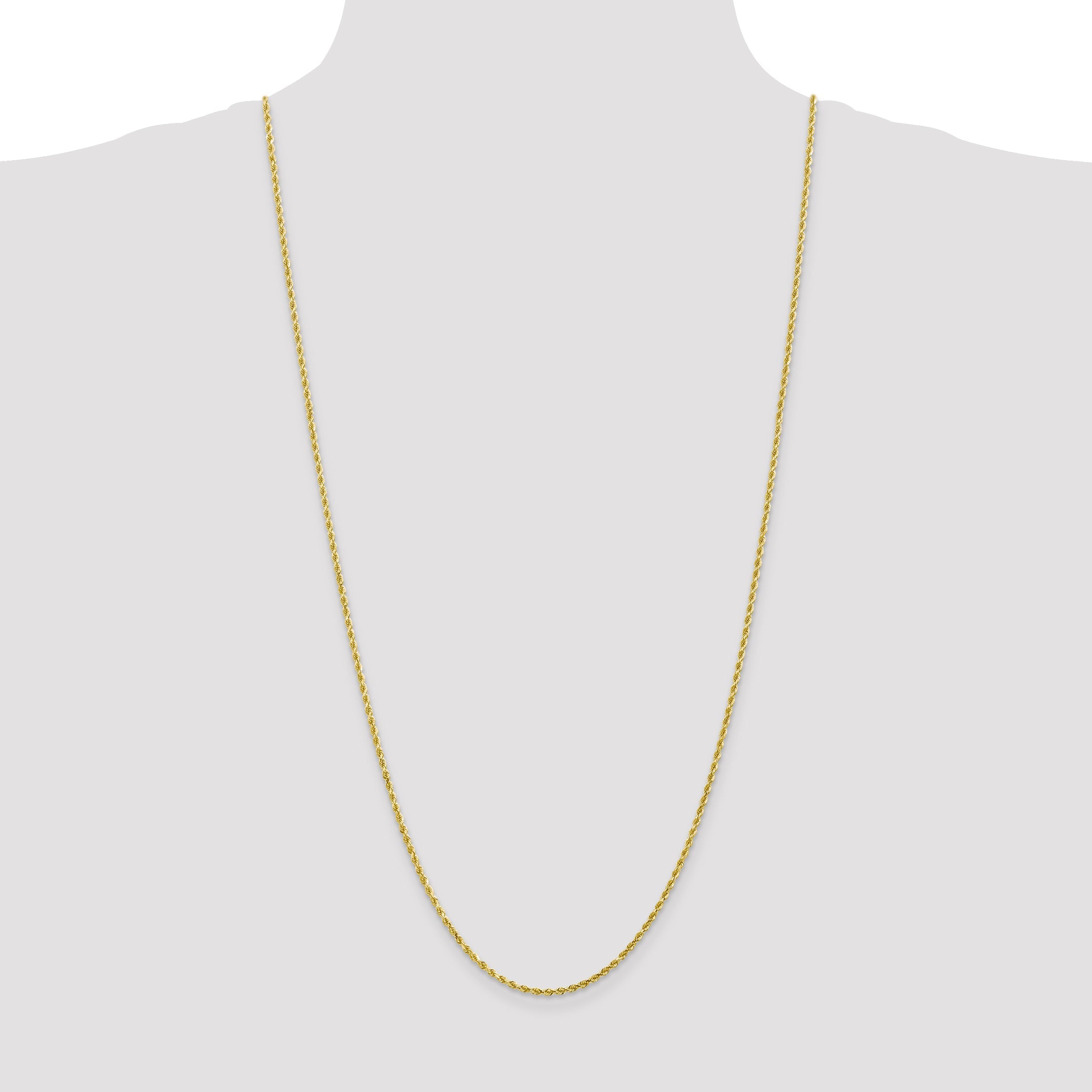 30 Inch 10K 2mm Diamond-Cut Rope Chain Necklace