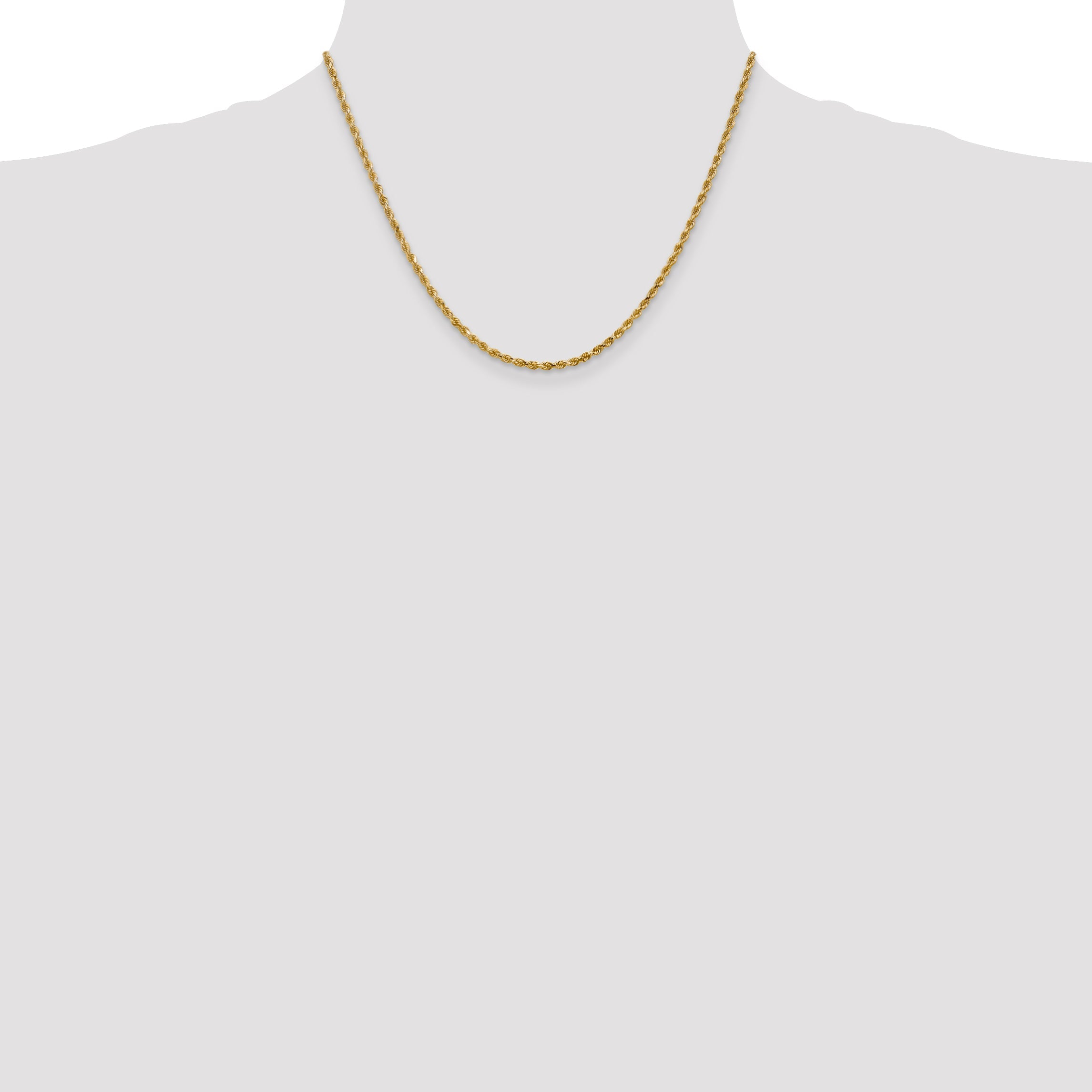 18 Inch 10K 2.25mm Diamond-Cut Rope Chain Necklace