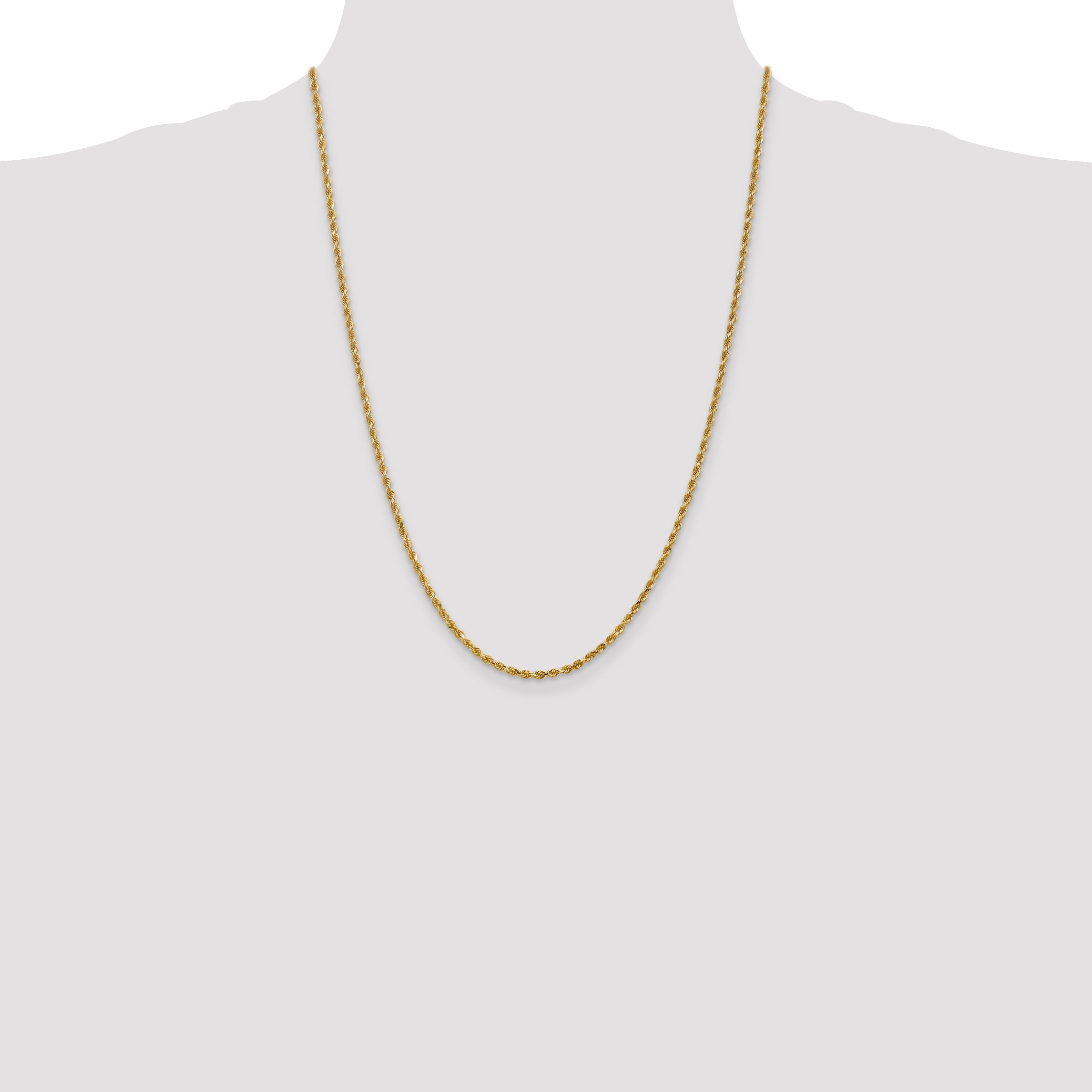 24 Inch 10K 2.25mm Diamond-Cut Rope Chain Necklace