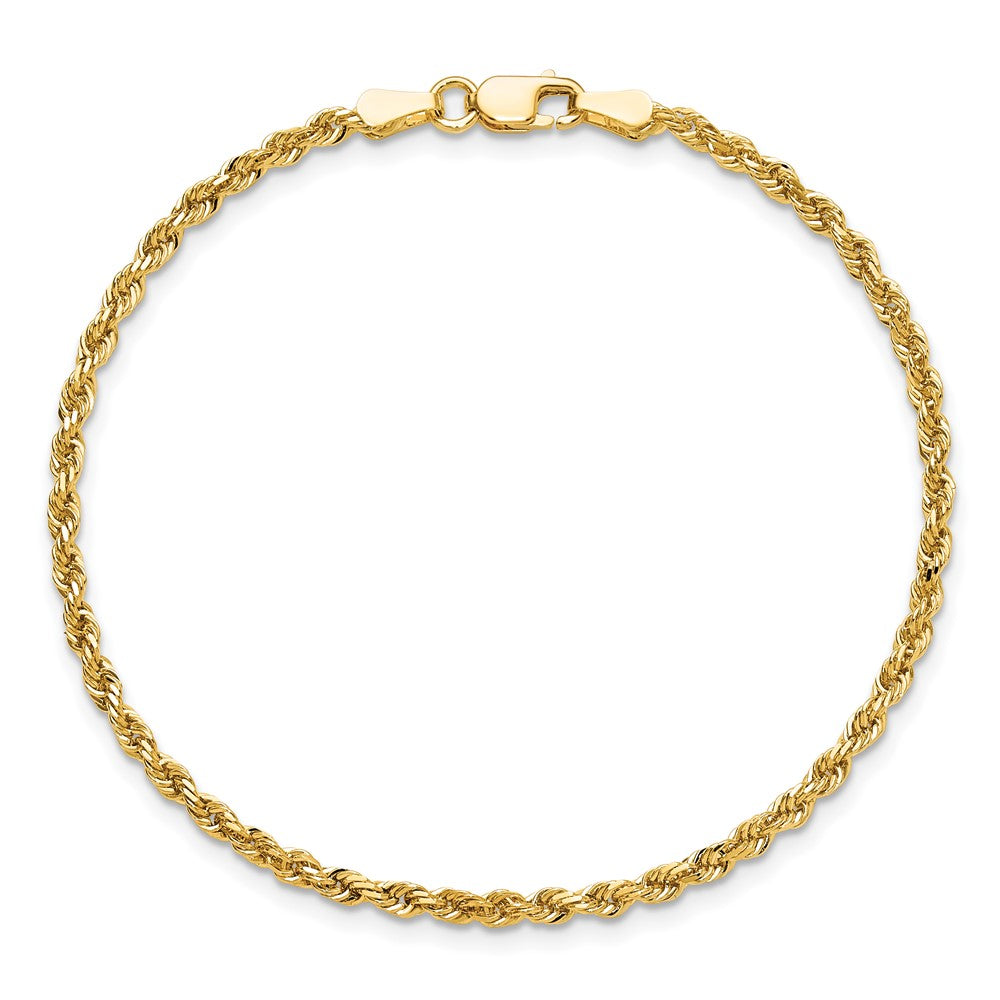 9 Inch 10K 2.25mm Diamond-Cut Rope Chain Anklet