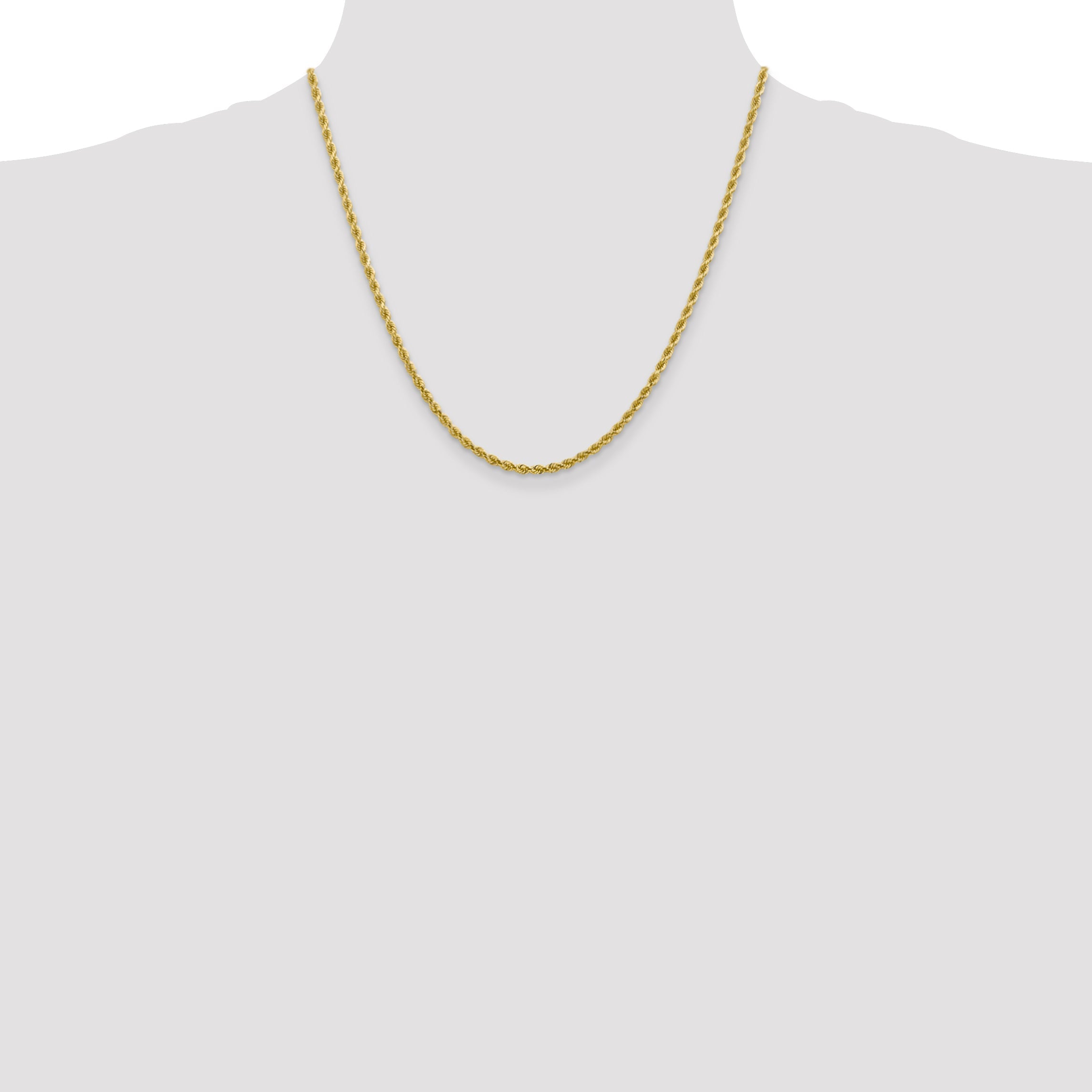 20 Inch 10K 2.75mm Diamond-Cut Rope Chain Necklace