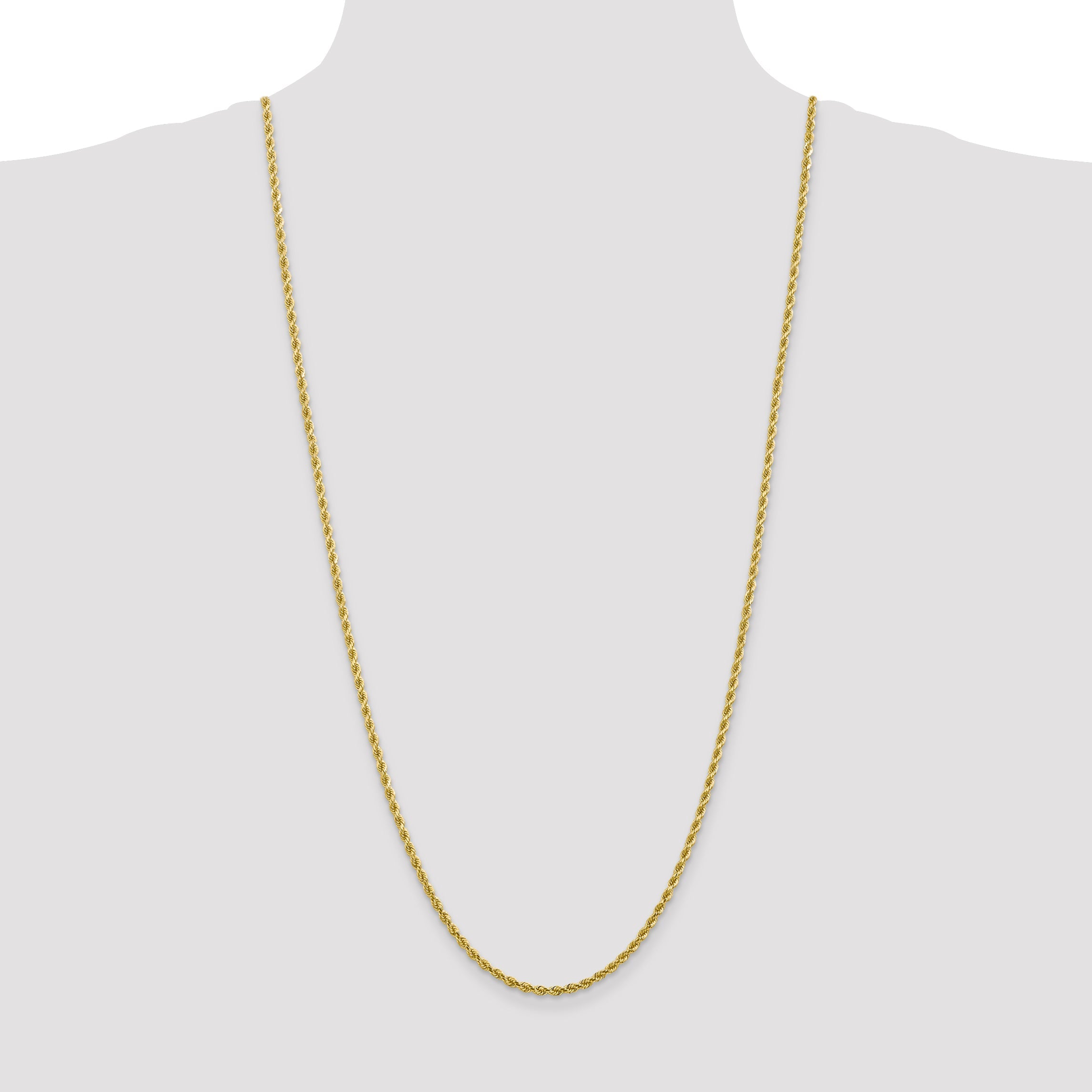 30 Inch 10K 2.75mm Diamond-Cut Rope Chain Necklace
