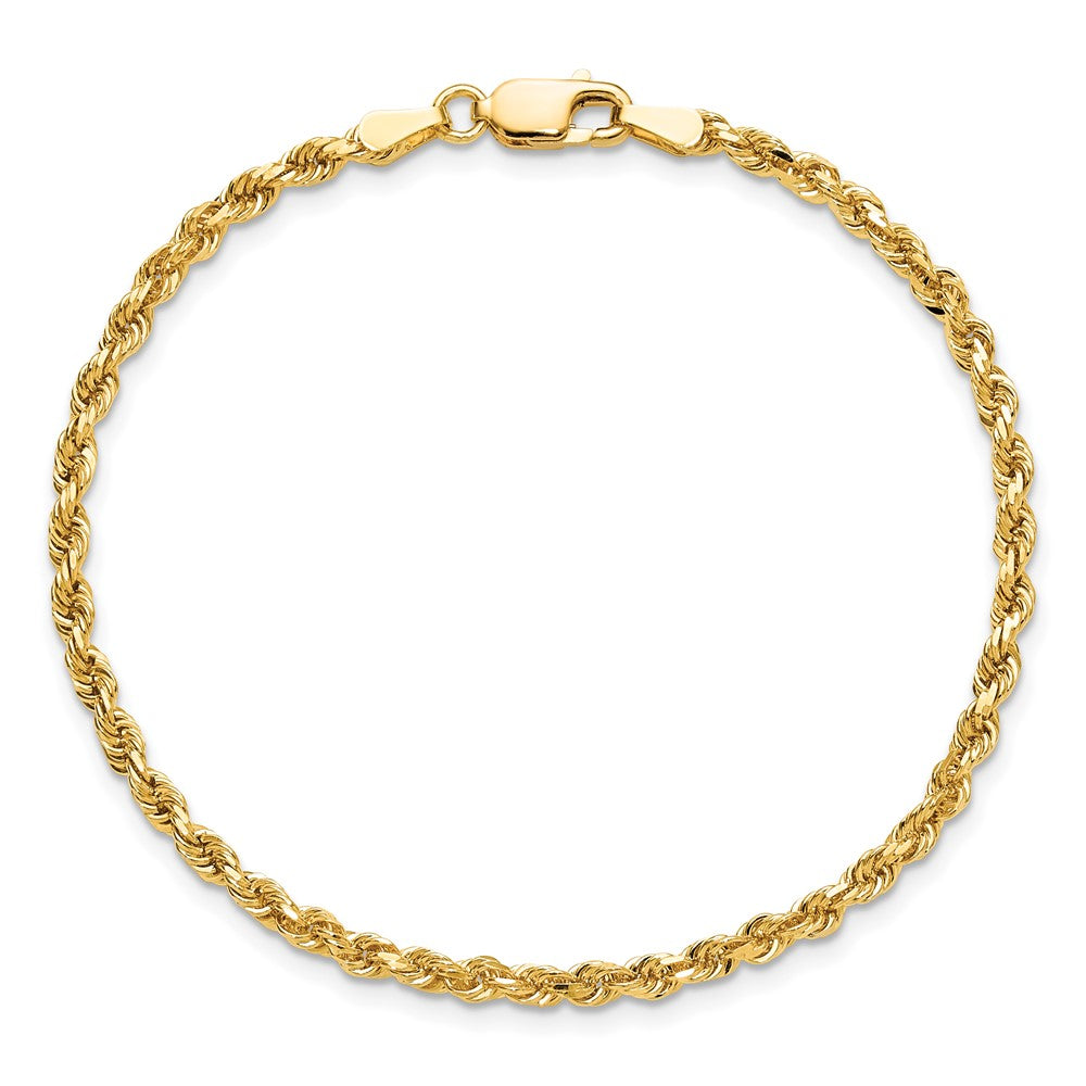 9 Inch 10K 2.75mm Diamond-Cut Rope Chain Bracelet