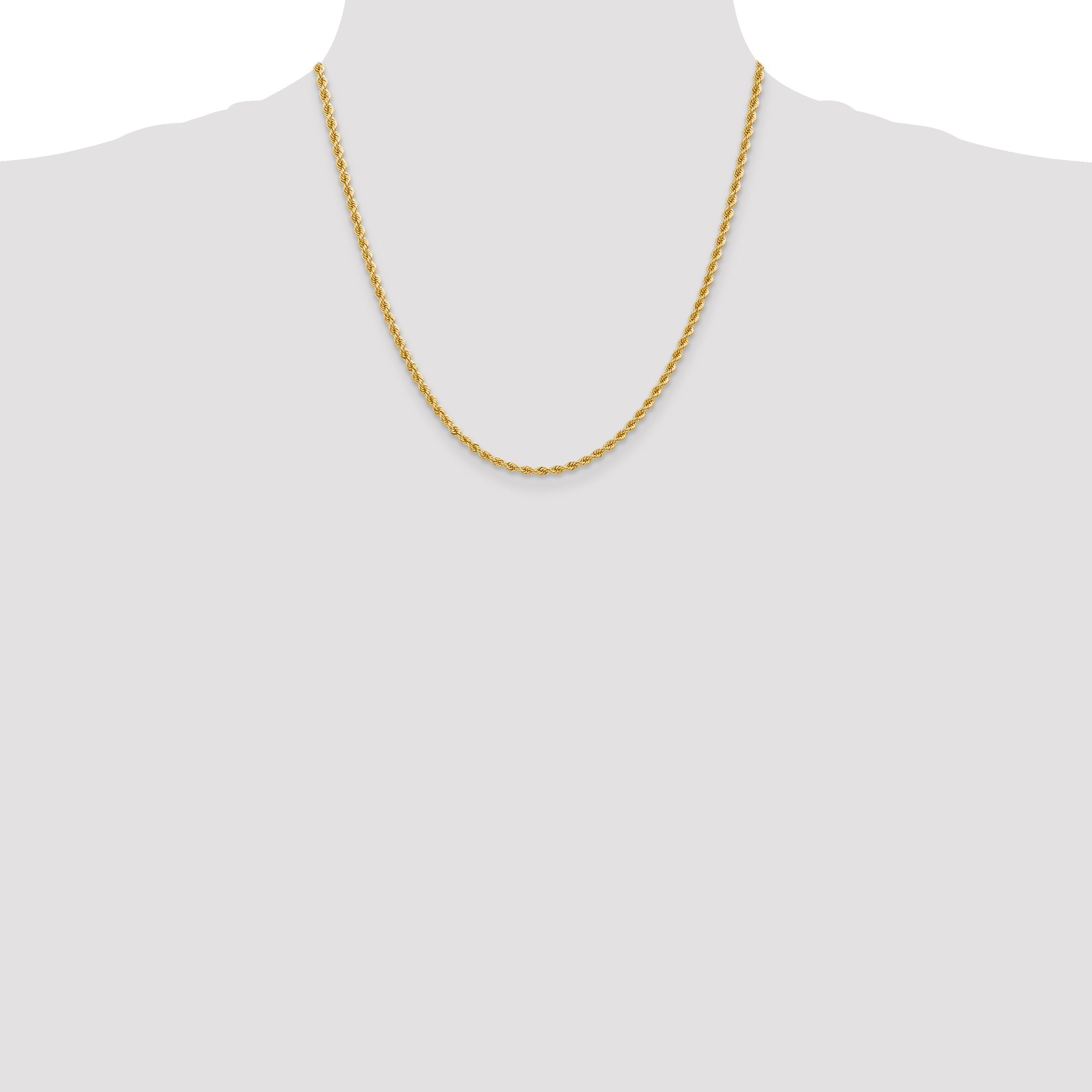 2 Inch 10K Yellow Gold 2.75mm Regular Rope Chain Necklace