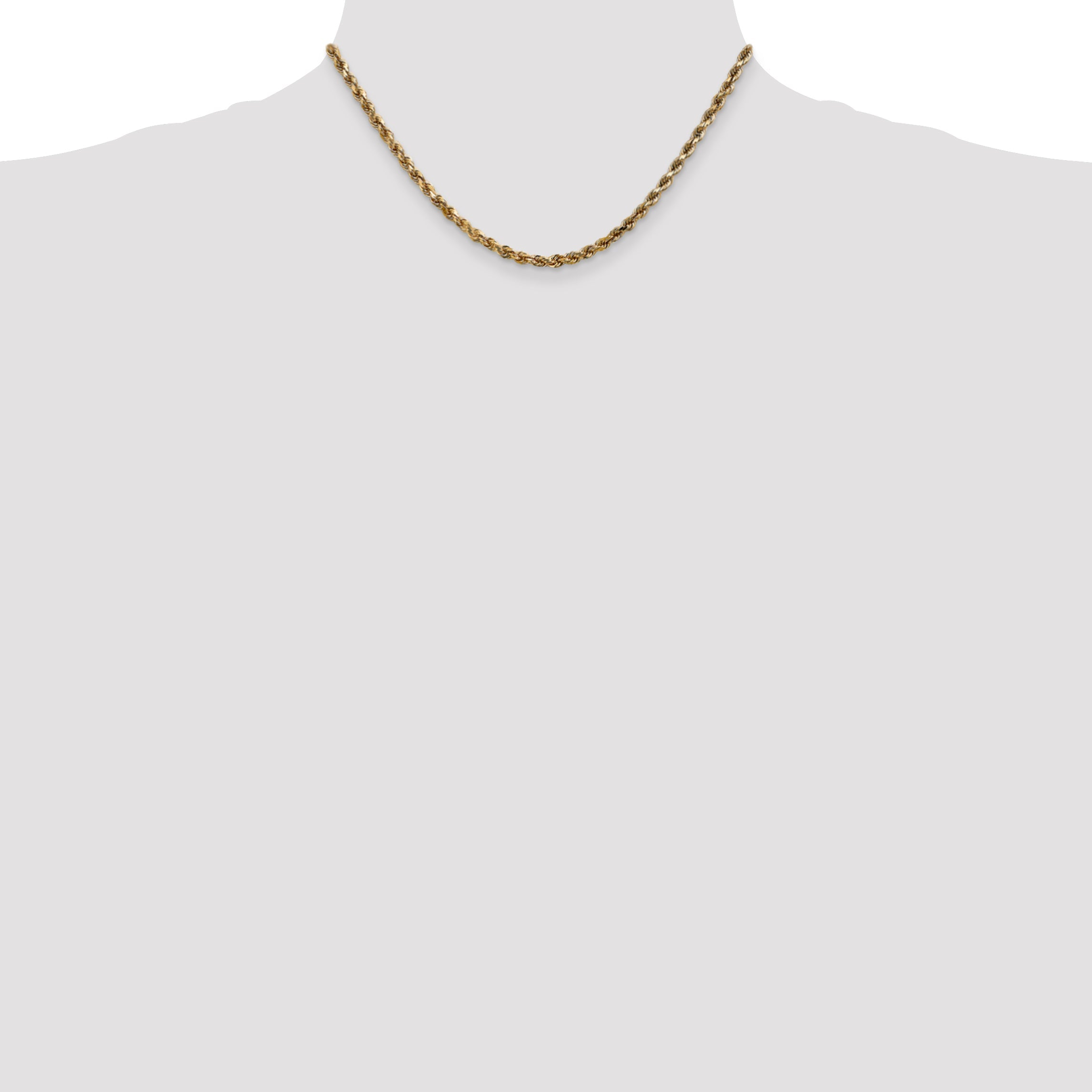 16 Inch 10K 3.5mm Diamond-Cut Rope Chain Necklace