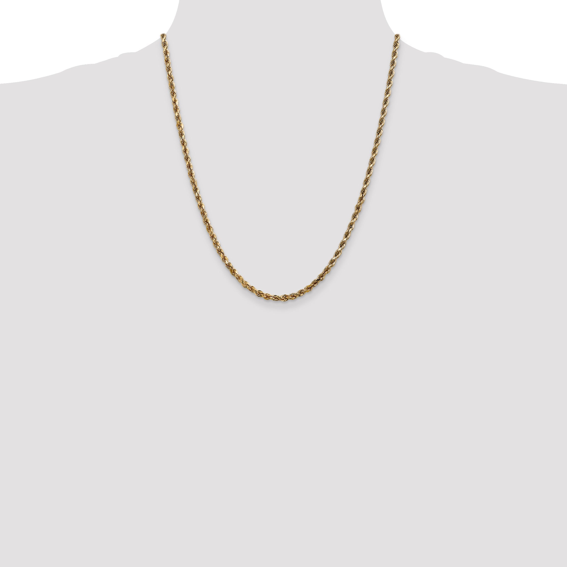 22 Inch 10K 3.5mm Diamond-Cut Rope Chain Necklace