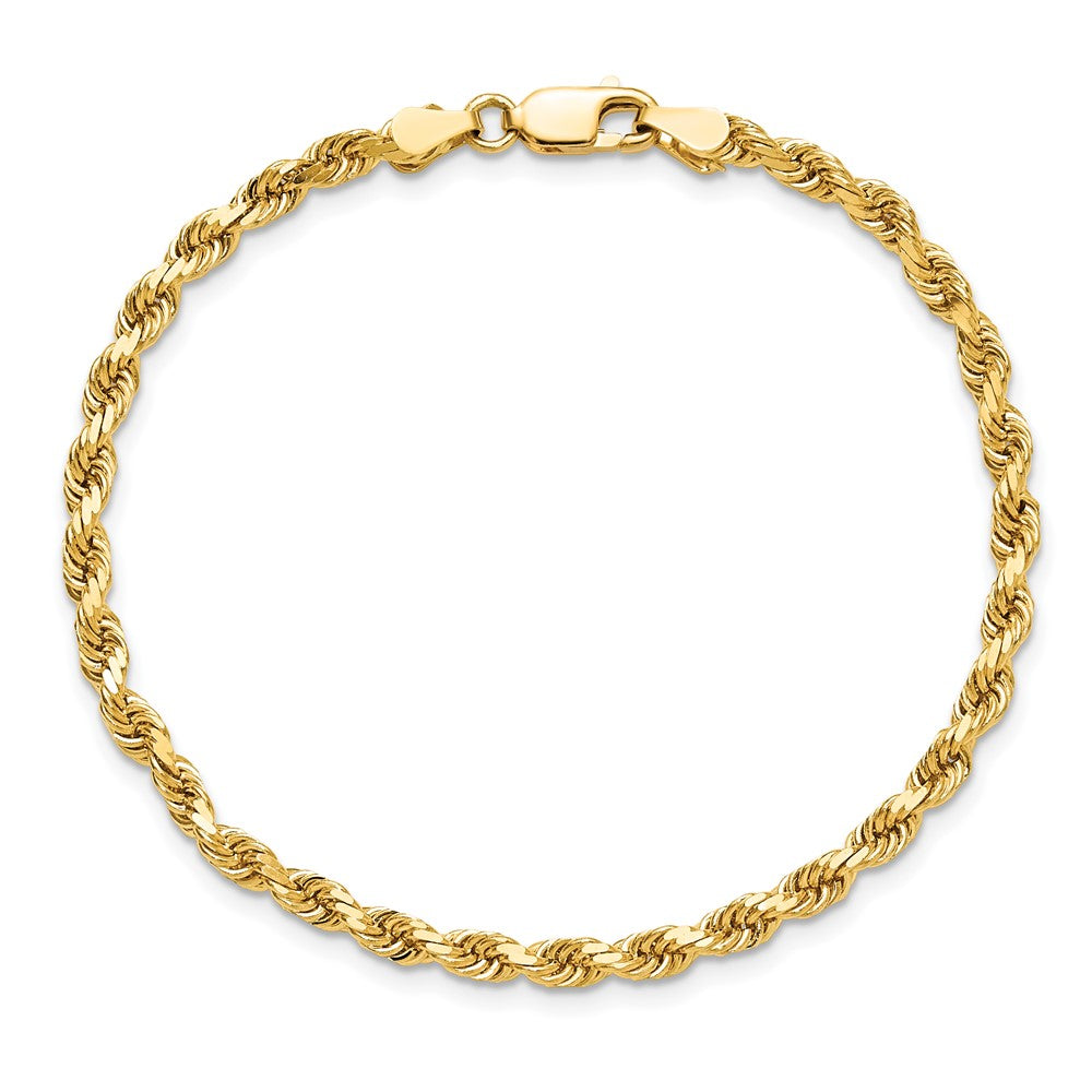 9 Inch 10K 3.5mm Diamond-Cut Rope Chain Bracelet