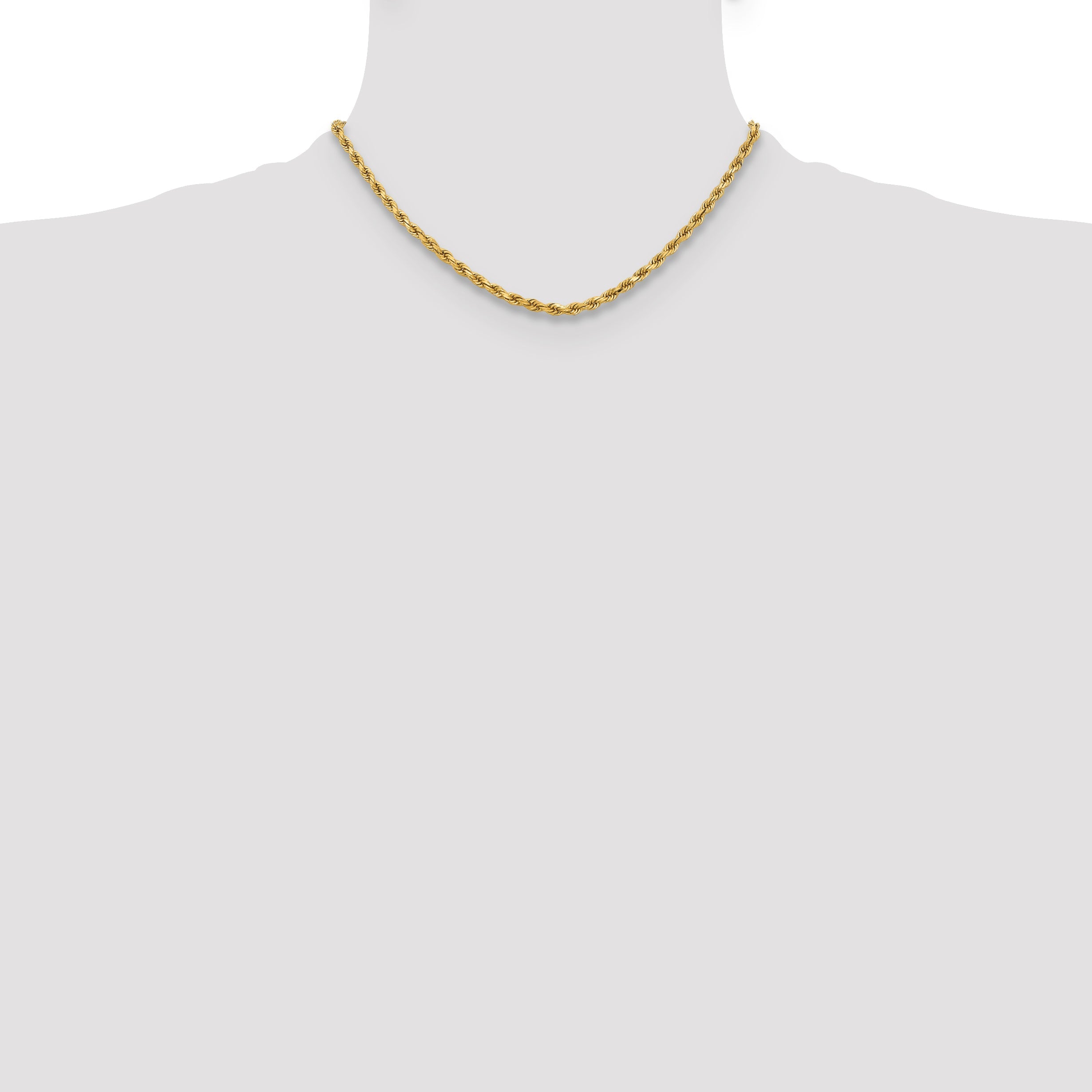 16 Inch 10K Yellow Gold 3.75mm Diamond-Cut Rope Chain Necklace