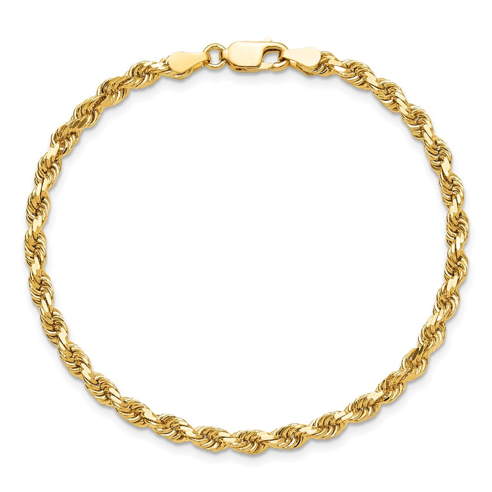 7 Inch 10K Yellow Gold 3.75mm Diamond-Cut Rope Chain Bracelet
