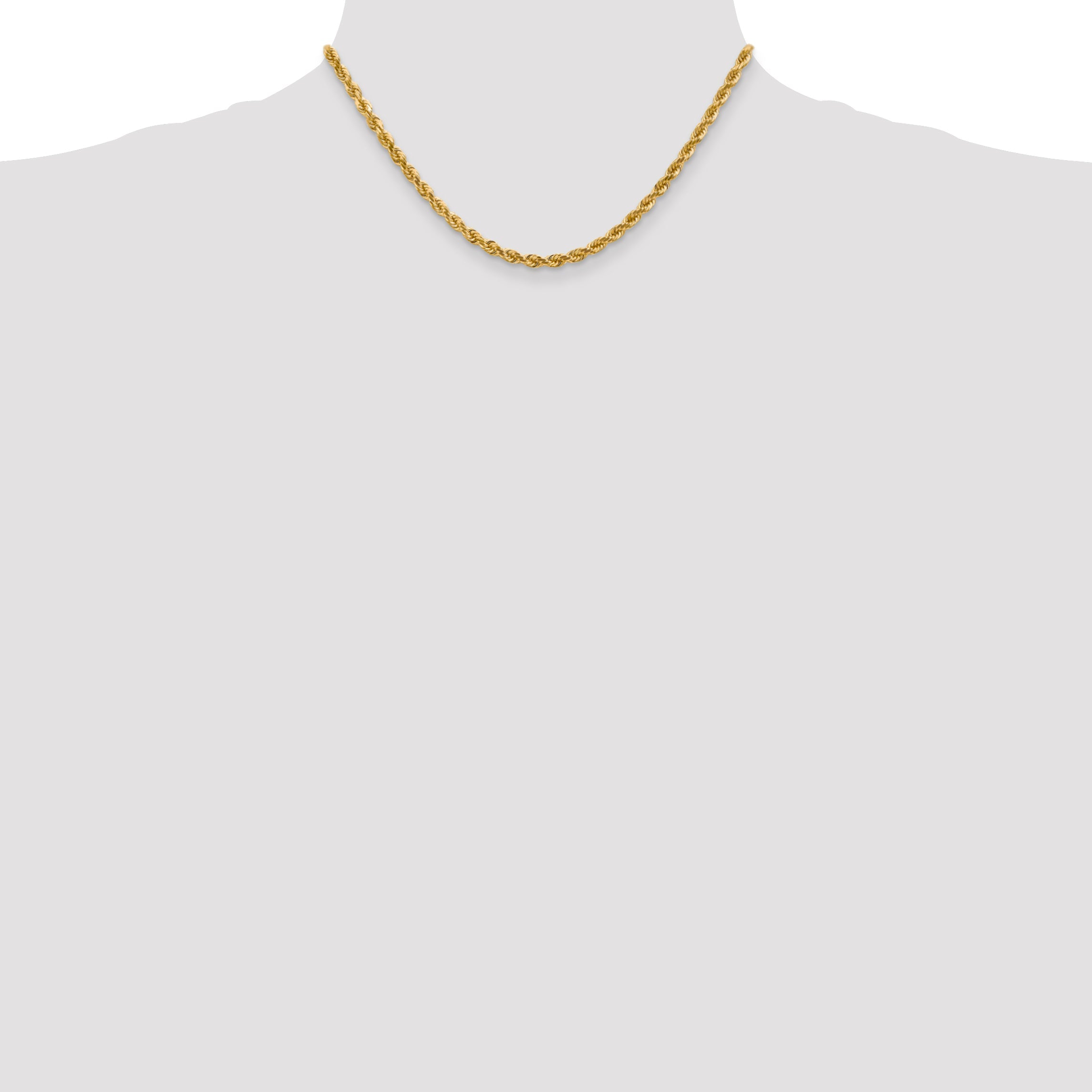 16 Inch 10K 4mm Diamond-Cut Rope Chain Necklace