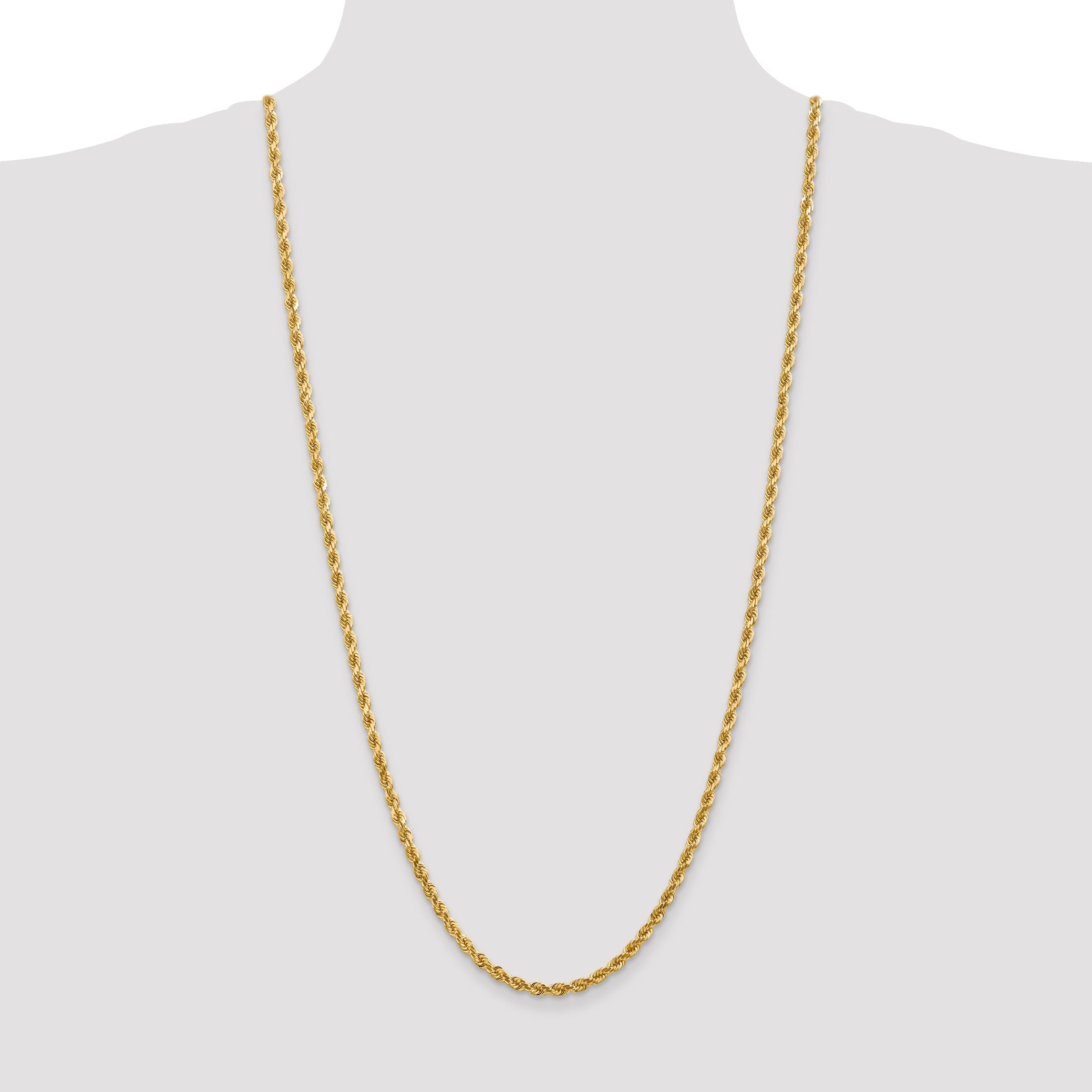 30 Inch 10K 4mm Diamond-Cut Rope Chain Necklace