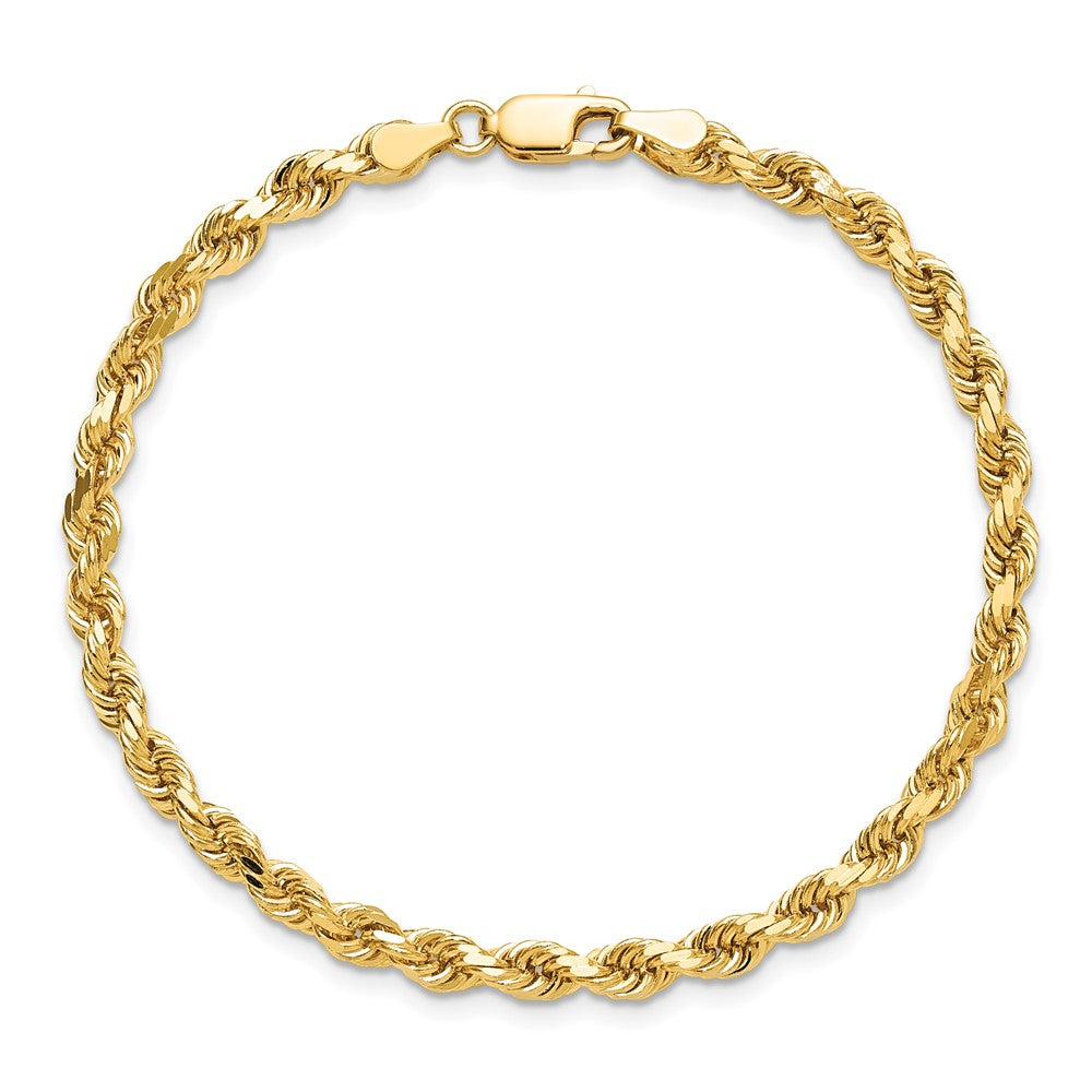 8 Inch 10k Yellow Gold 4mm Diamond-cut Rope Chain Bracelet