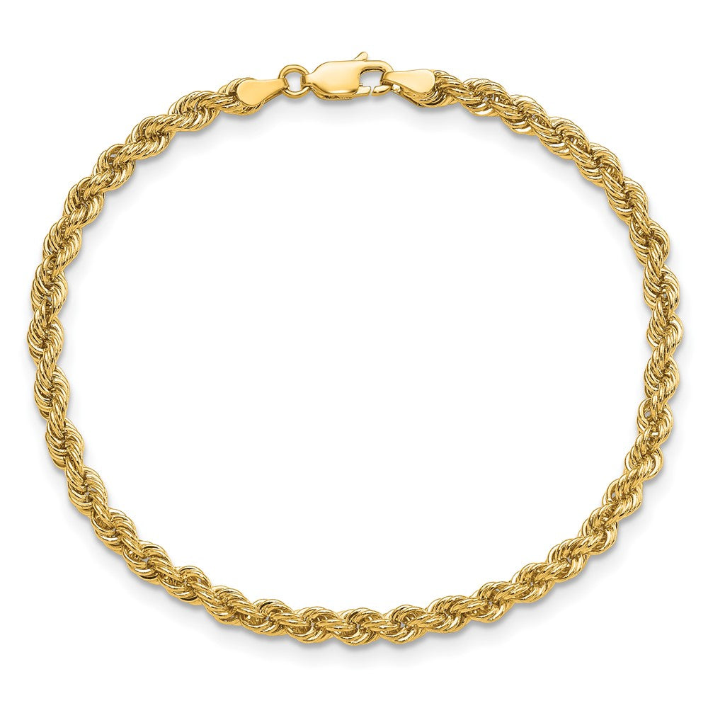 8 Inch 10K Yellow Gold 4mm Regular Rope Chain Bracelet