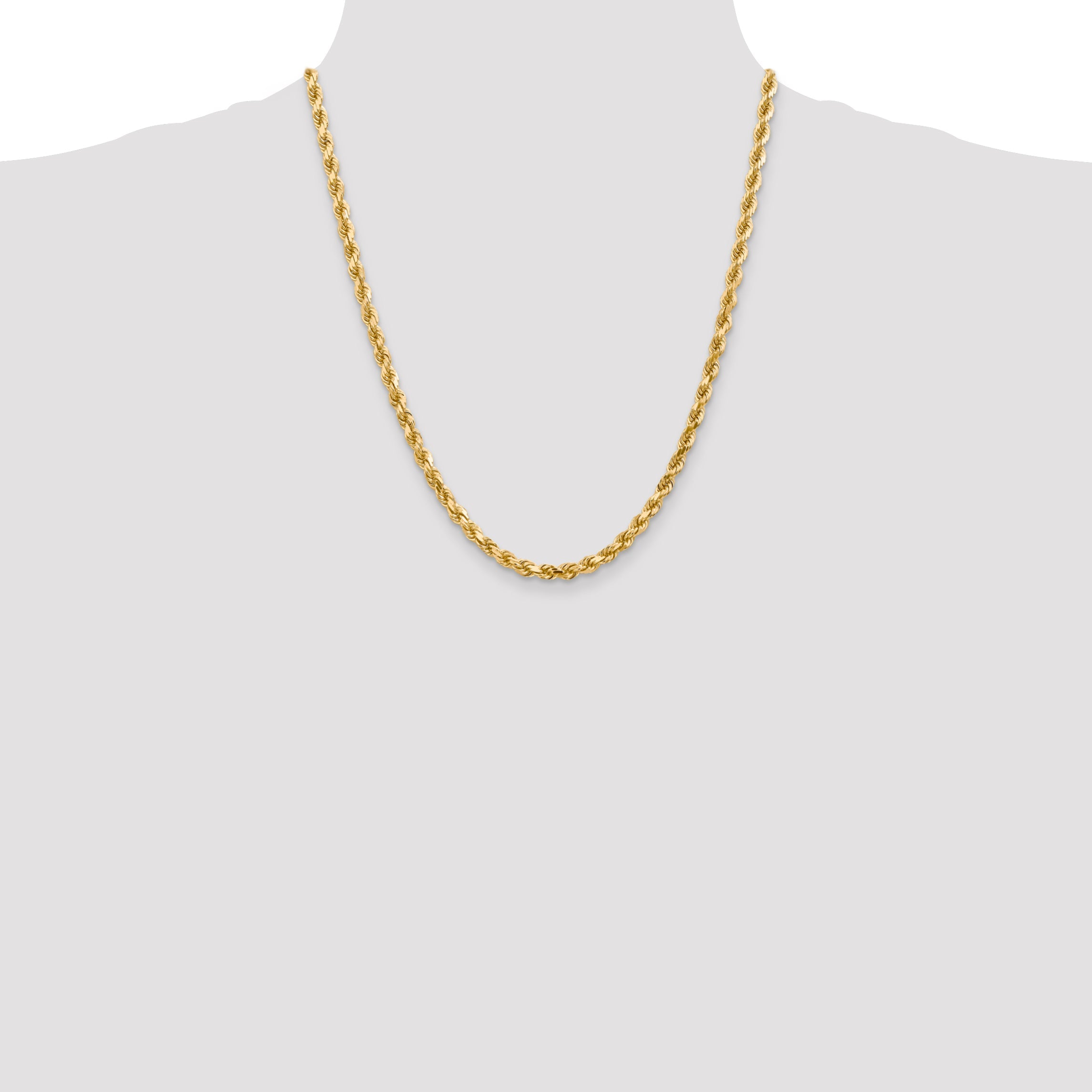 22 Inch 10K 4.5mm Diamond-Cut Rope Chain Necklace