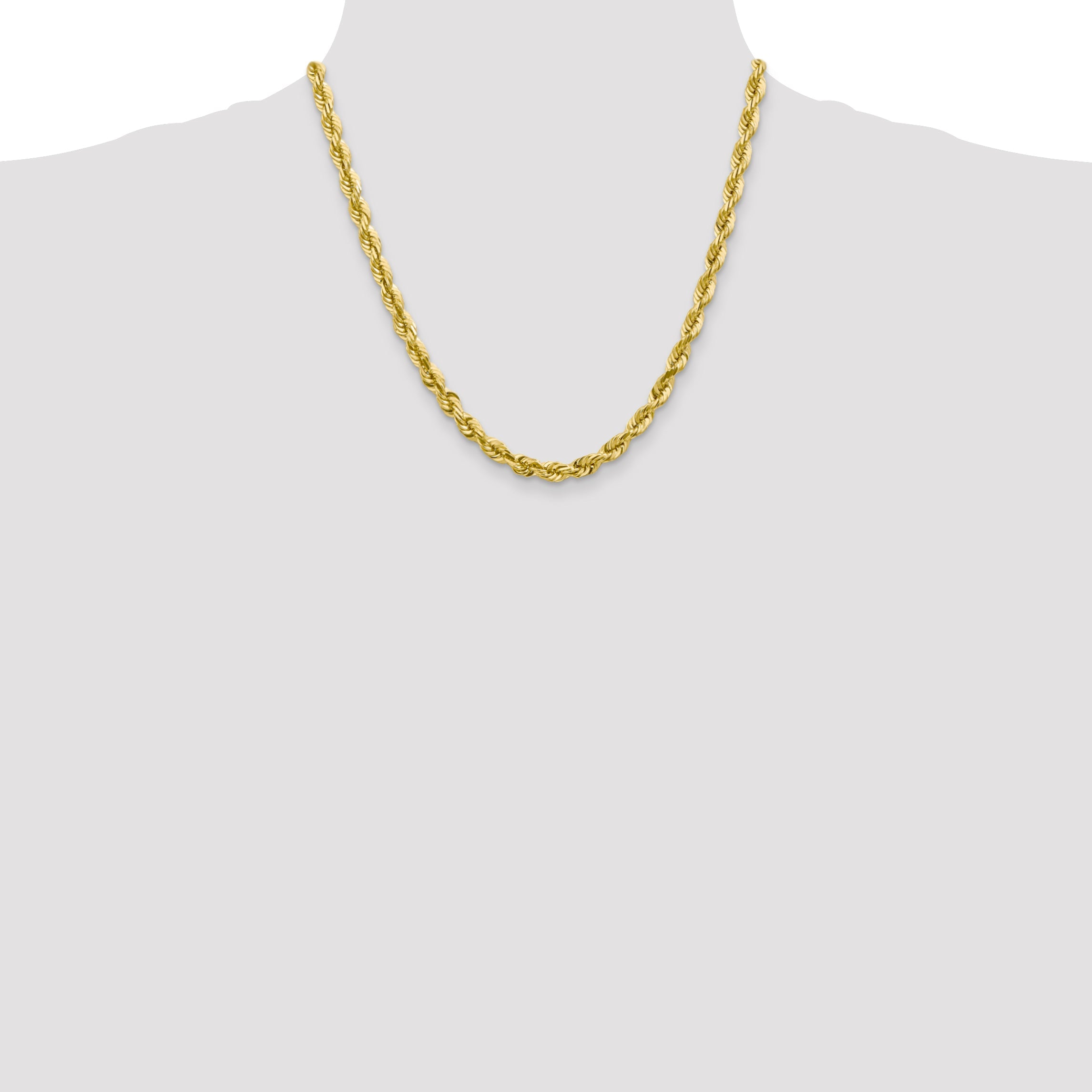 20 Inch 10K 5.5mm Diamond-Cut Rope Chain Necklace