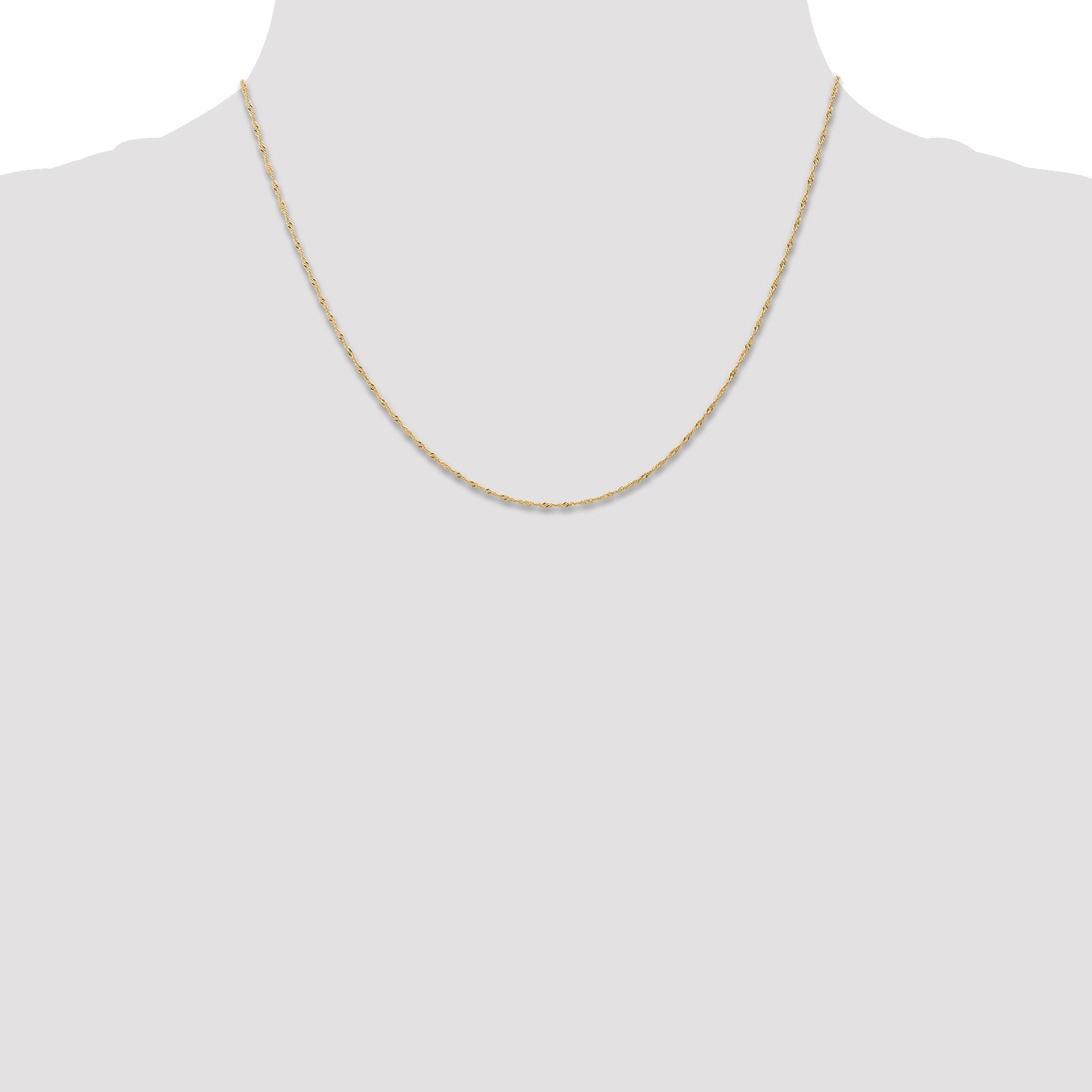 18 Inch 10K Yellow Gold 1mm Carded Singapore Chain Necklace
