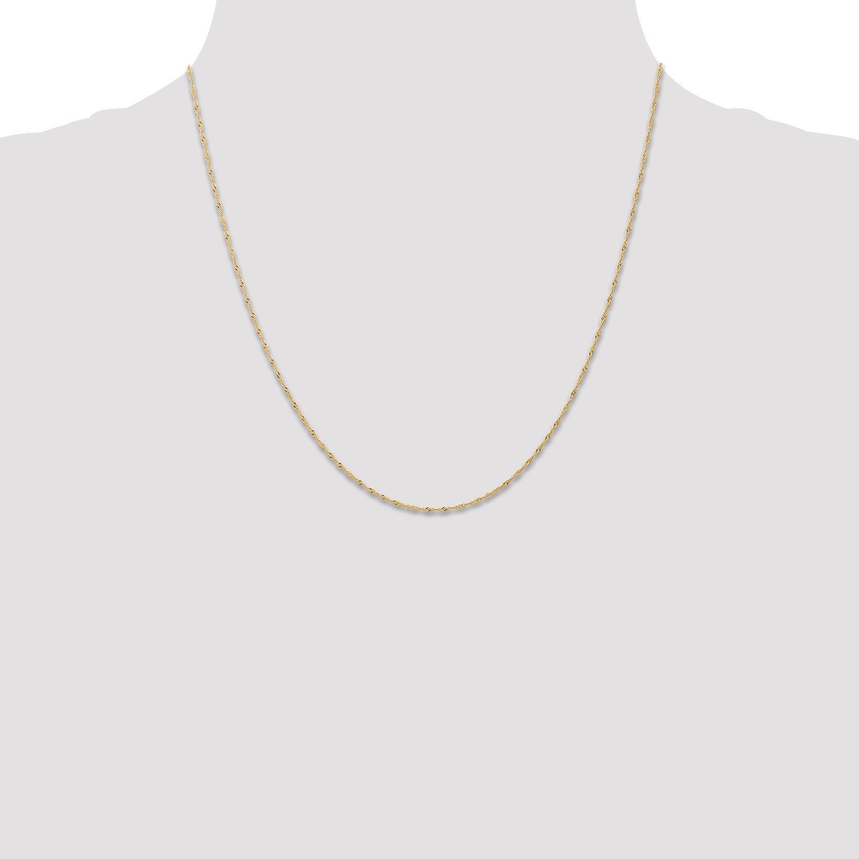 2 Inch 10K Yellow Gold 1mm Carded Singapore Chain Necklace