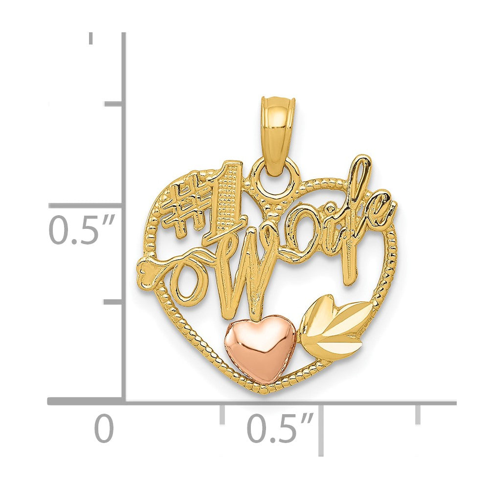 10K Two-Tone #1 Wife Heart Pendant