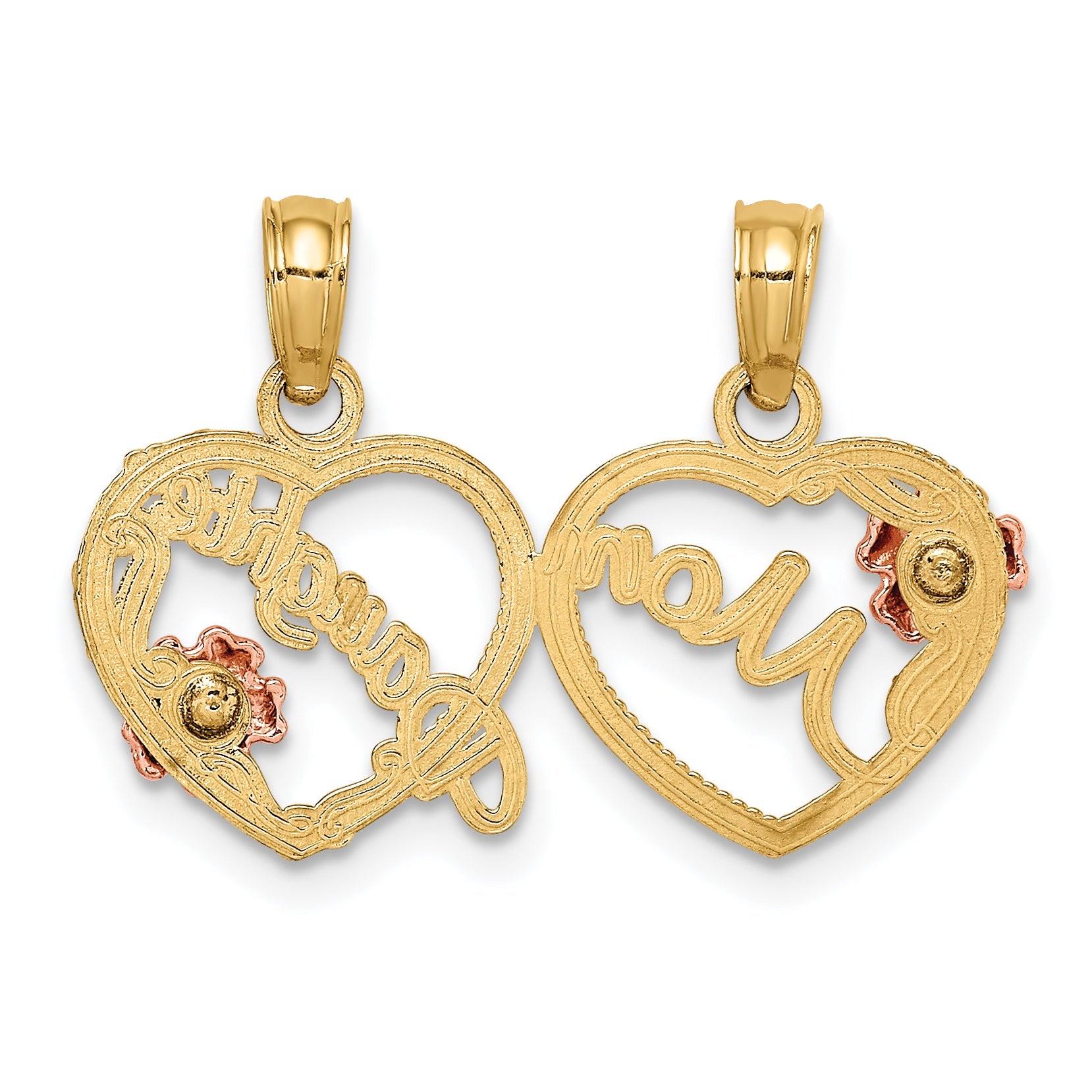 10K Two-Tone 10K Two-Tone Mom - Daughter Break-Apart Hearts Pendant